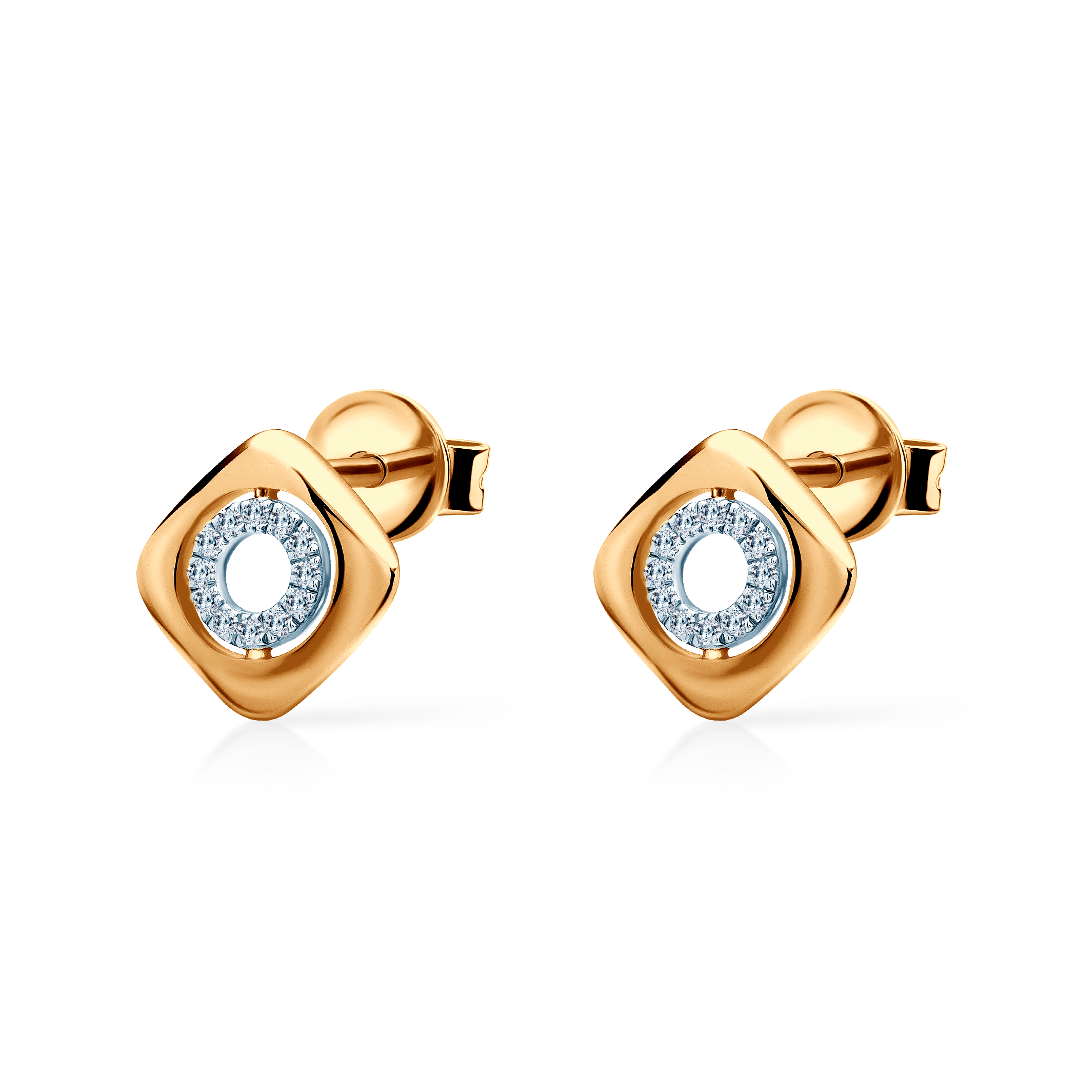SAVICKI square earrings:  two-tone gold, diamonds - 4