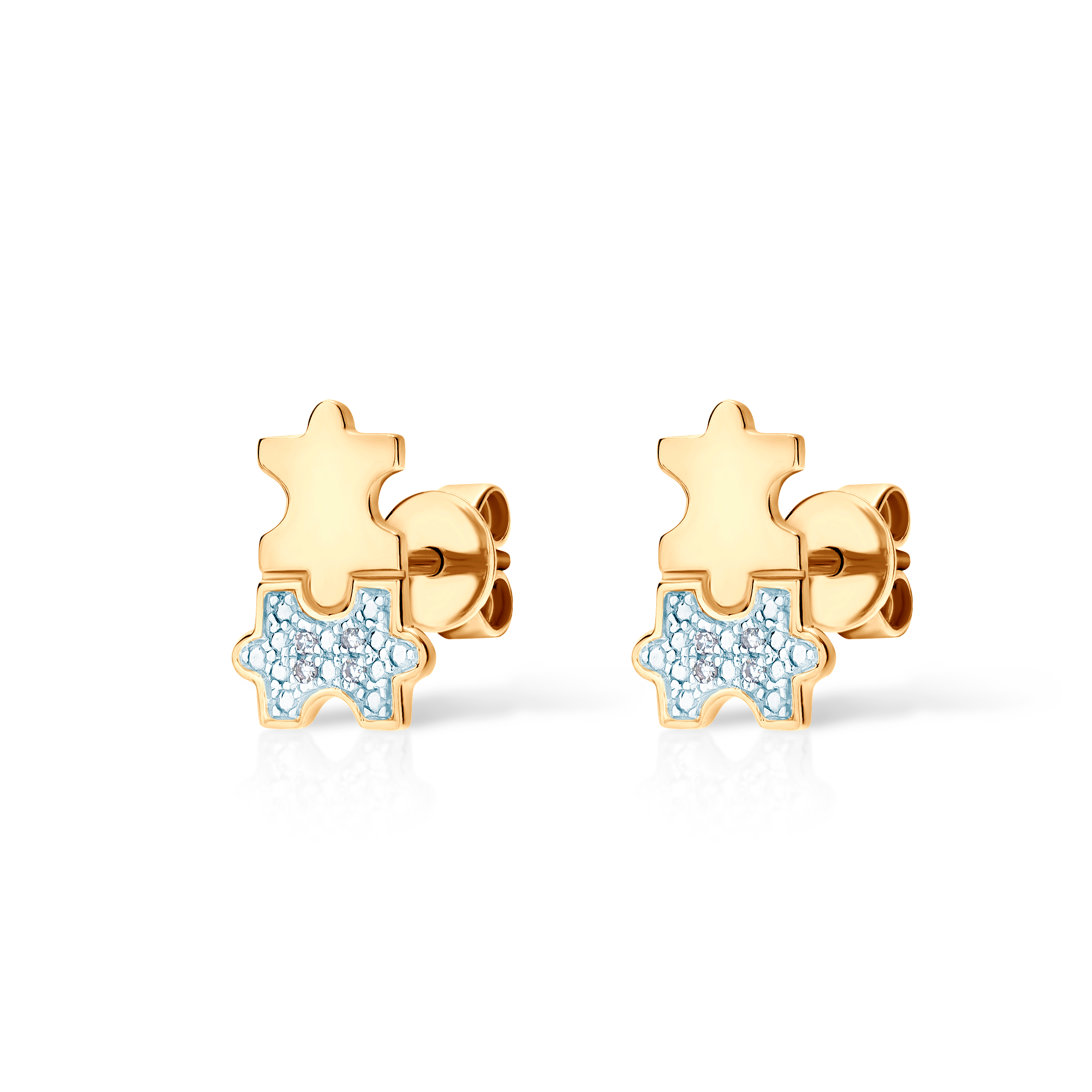 Savicki puzzle earrings: gold, diamonds - 4