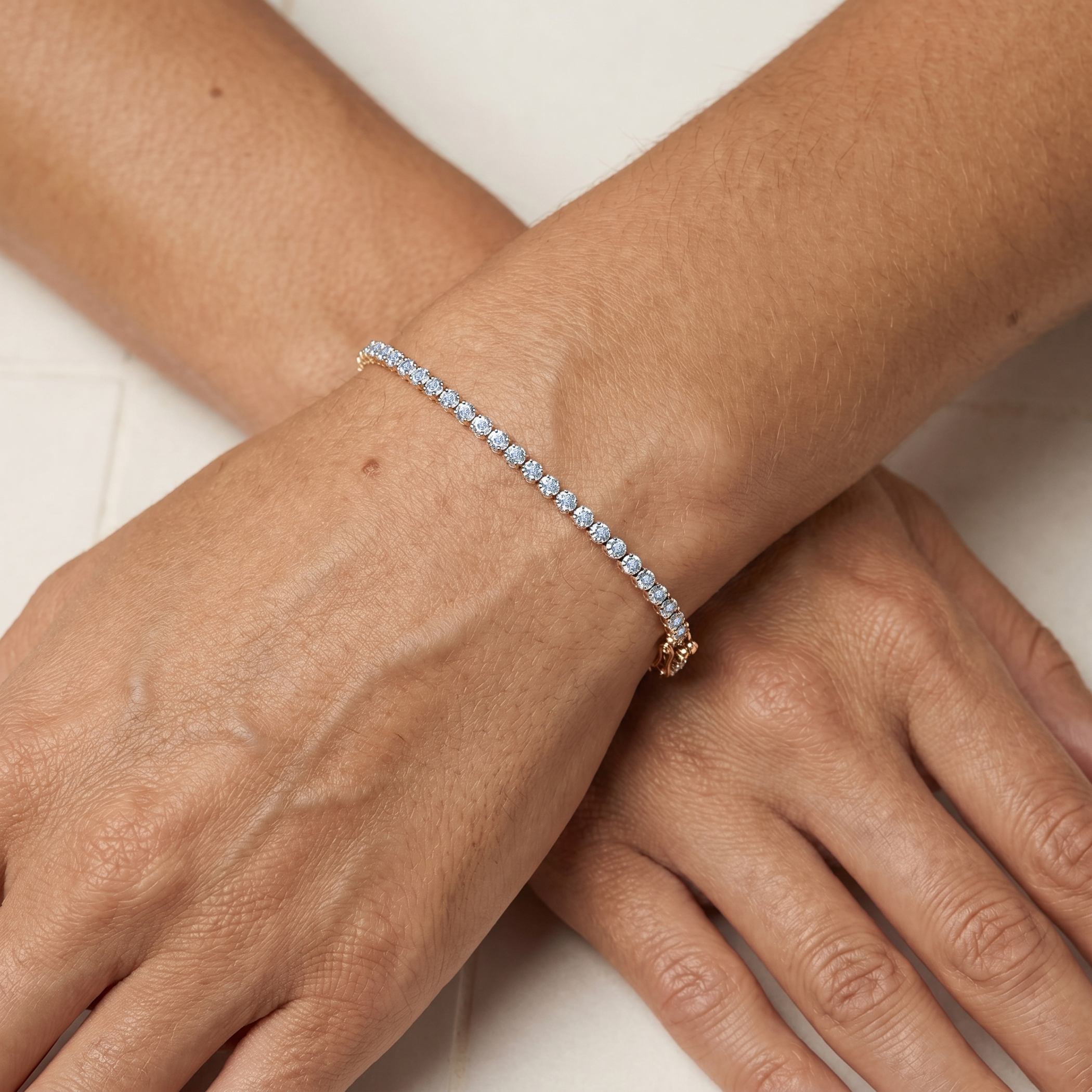 Gold bracelet 585 with white diamond 0.27ct 19cm - 3