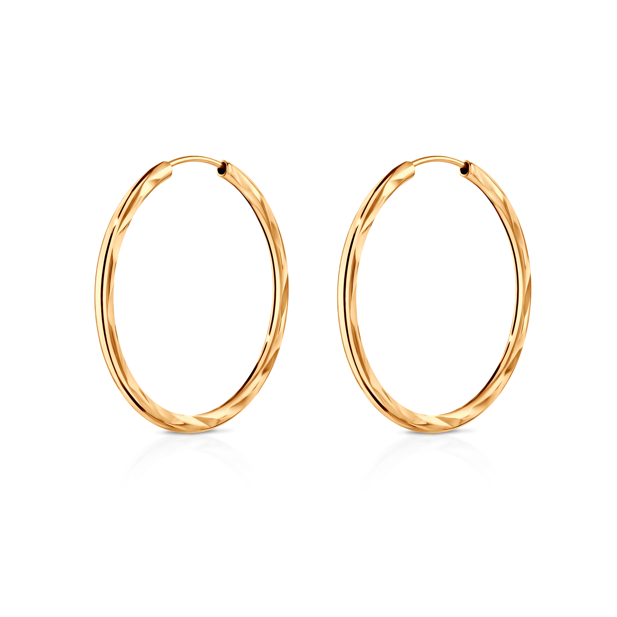 Light Savicki hoop earrings: diamond-cut gold (14K) 2.5cm