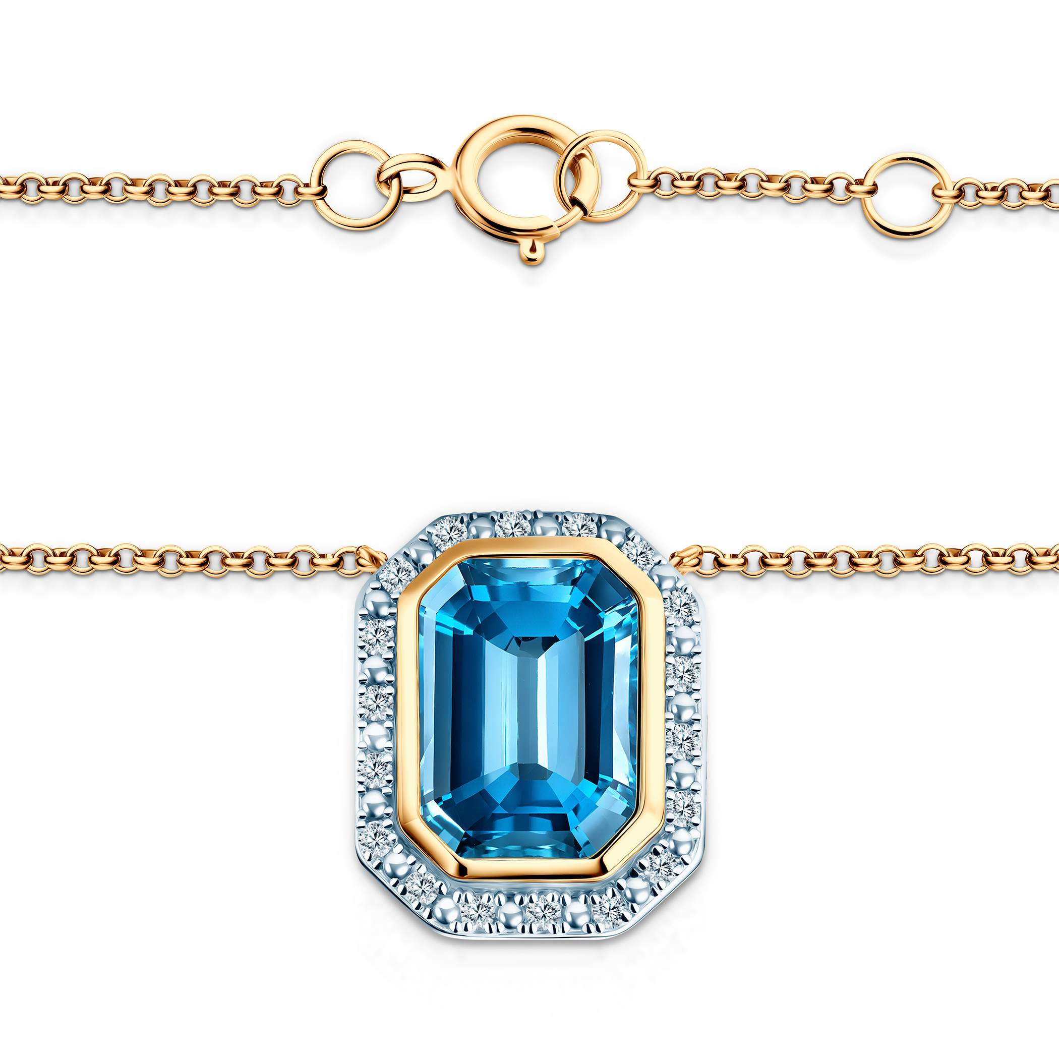 Naszyjnik Savicki: dwukolorowe złoto, topaz, diamenty - 4