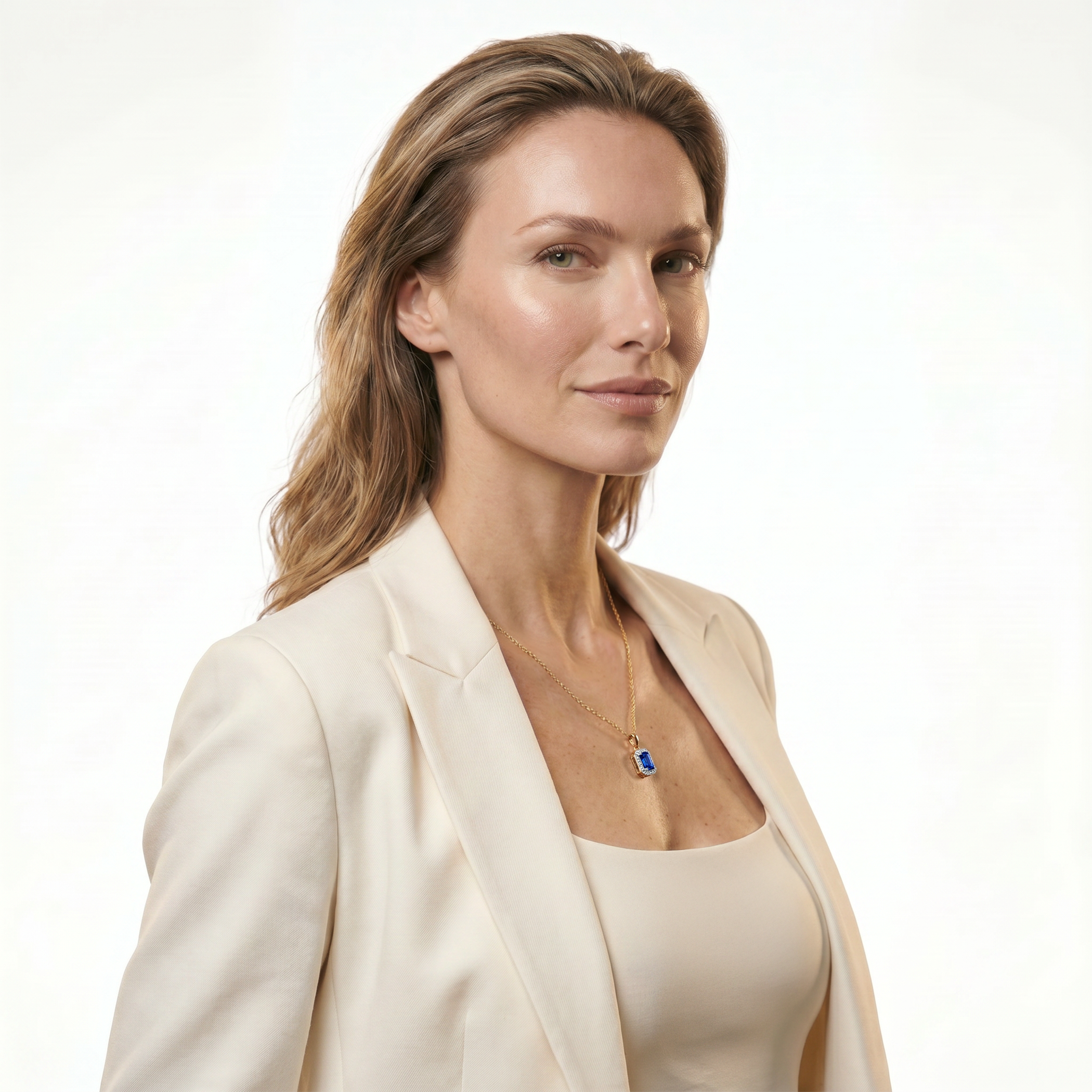 Zawieszka Savicki: dwukolorowe złoto, niebieski szafir, diamenty - 5