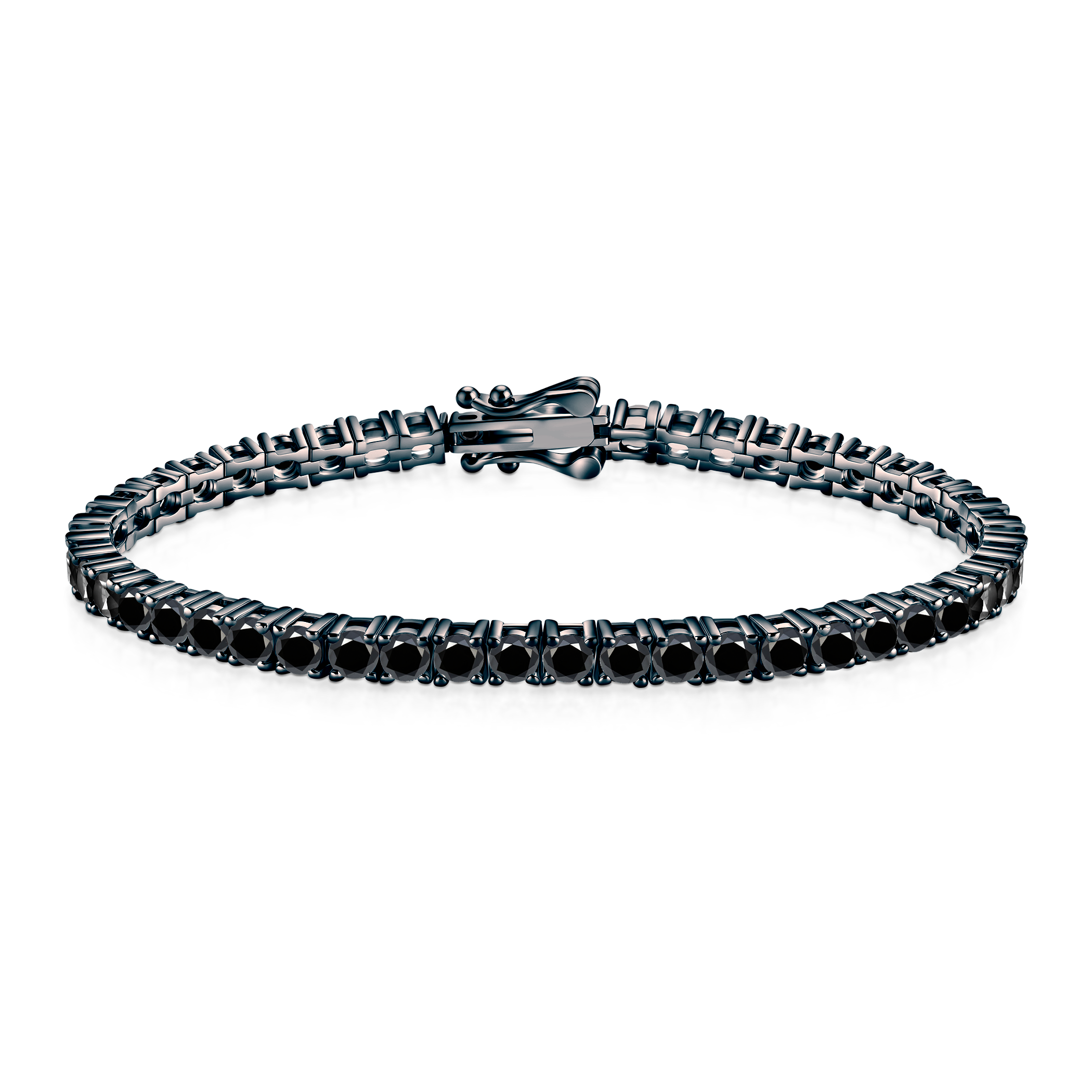 Bransoletka tenisowa czarne srebro z czarnymi moissanitami 3,4mm 19cm