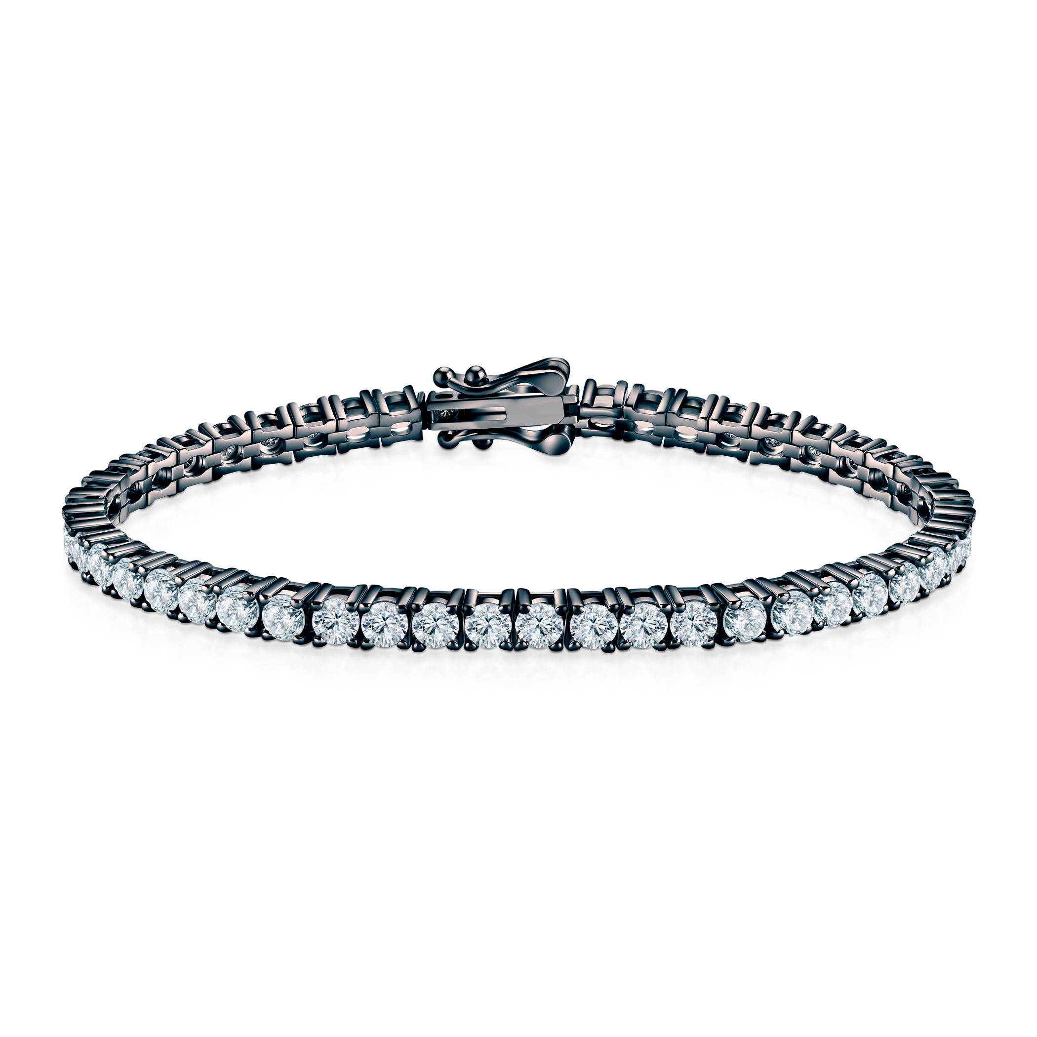 Bransoletka tenisowa czarne srebro z białymi moissanitami 3,4mm 19cm