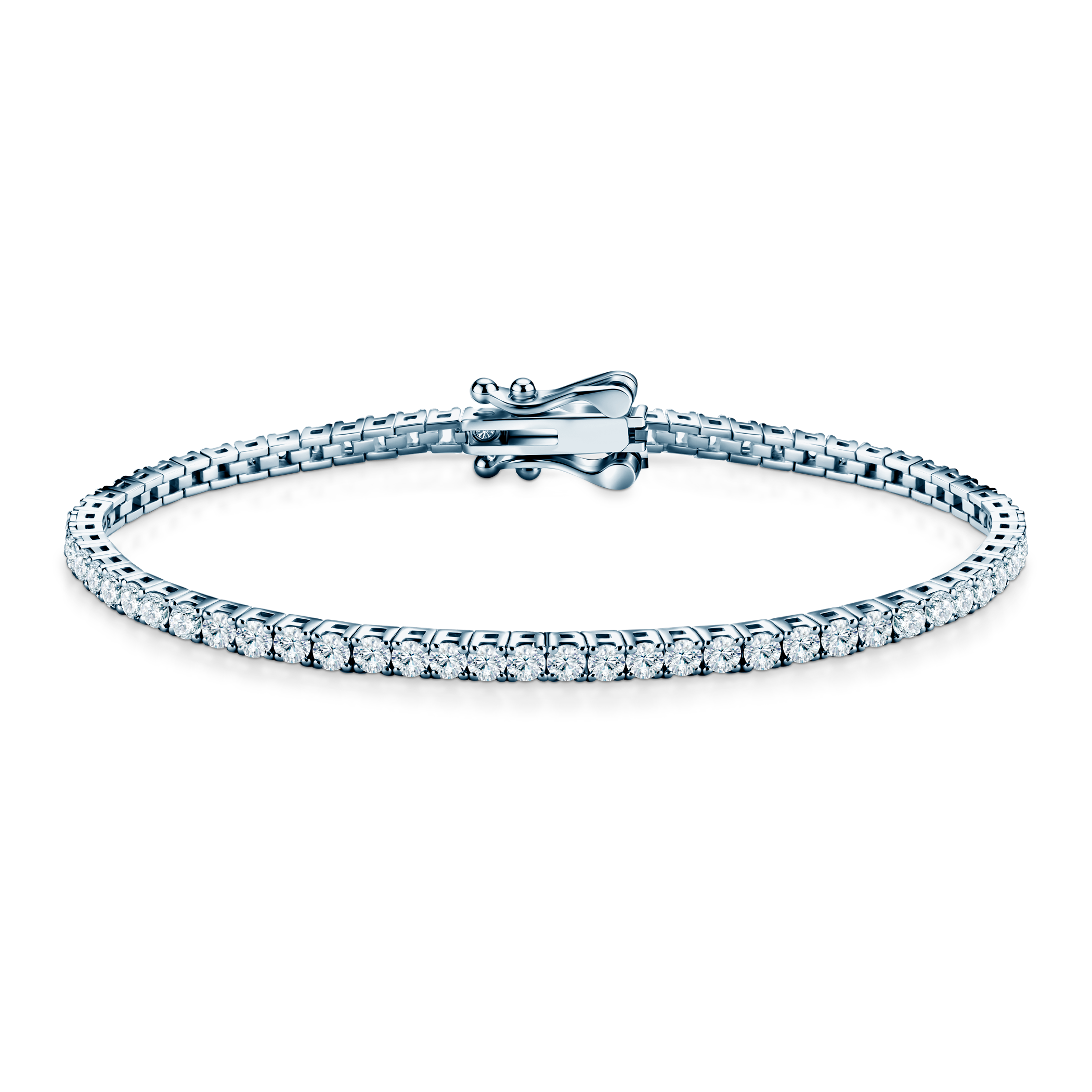 Bransoletka tenisowa srebrna z białymi moissanitami 2,2mm 19cm