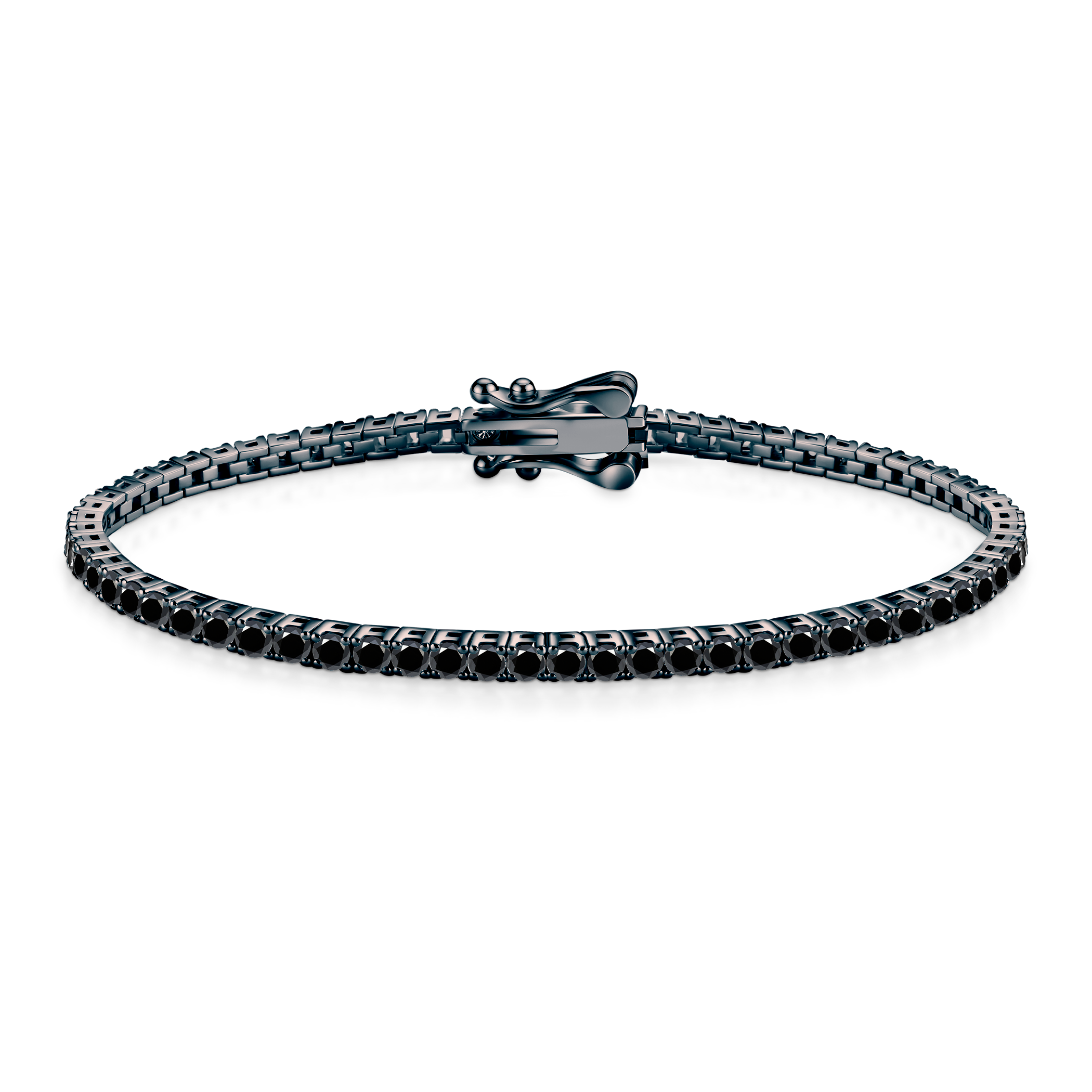 Bransoletka tenisowa czarne srebro z czarnymi moissanitami 2,2mm 19cm
