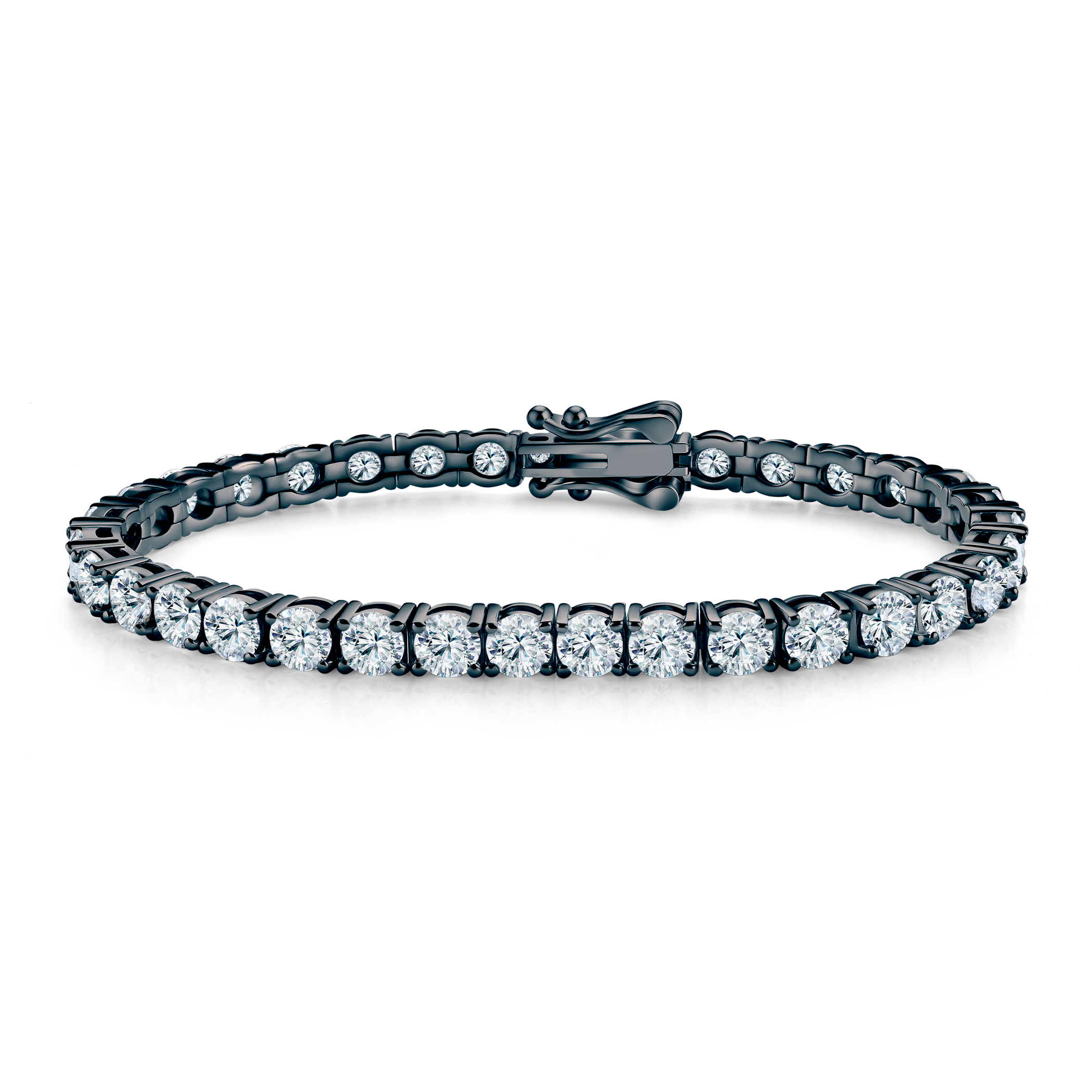 Bransoletka tenisowa czarne srebro z białymi moissanitami 4,1mm 19cm
