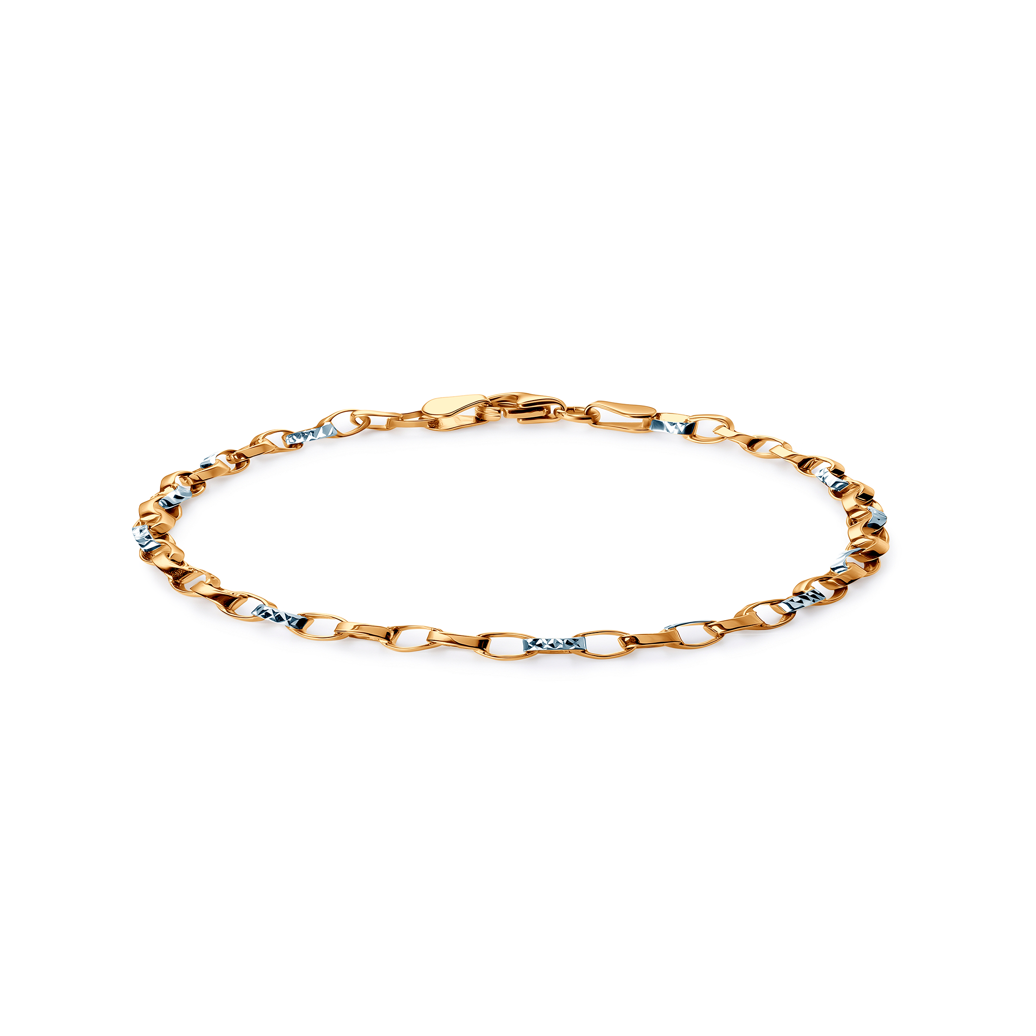 Retiazkový náramok dvojfarebné zlato 3,3 mm 19 cm