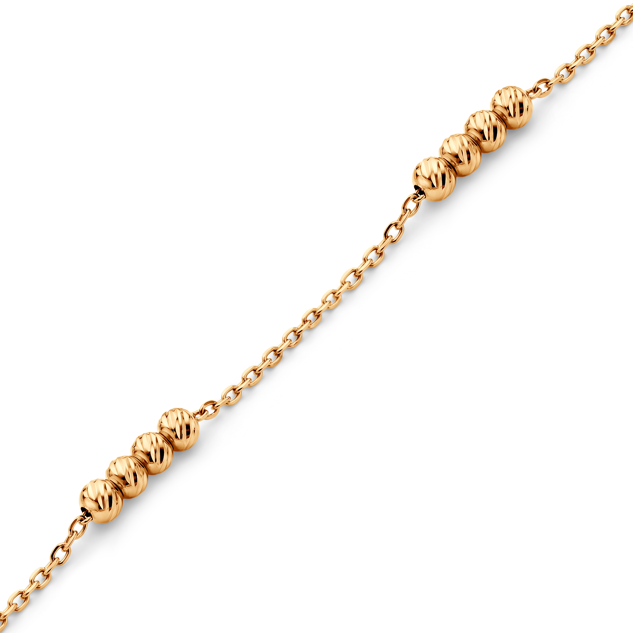 Bransoletka na nogę poczwórne diamentowane kulki złota 22+3cm - 4