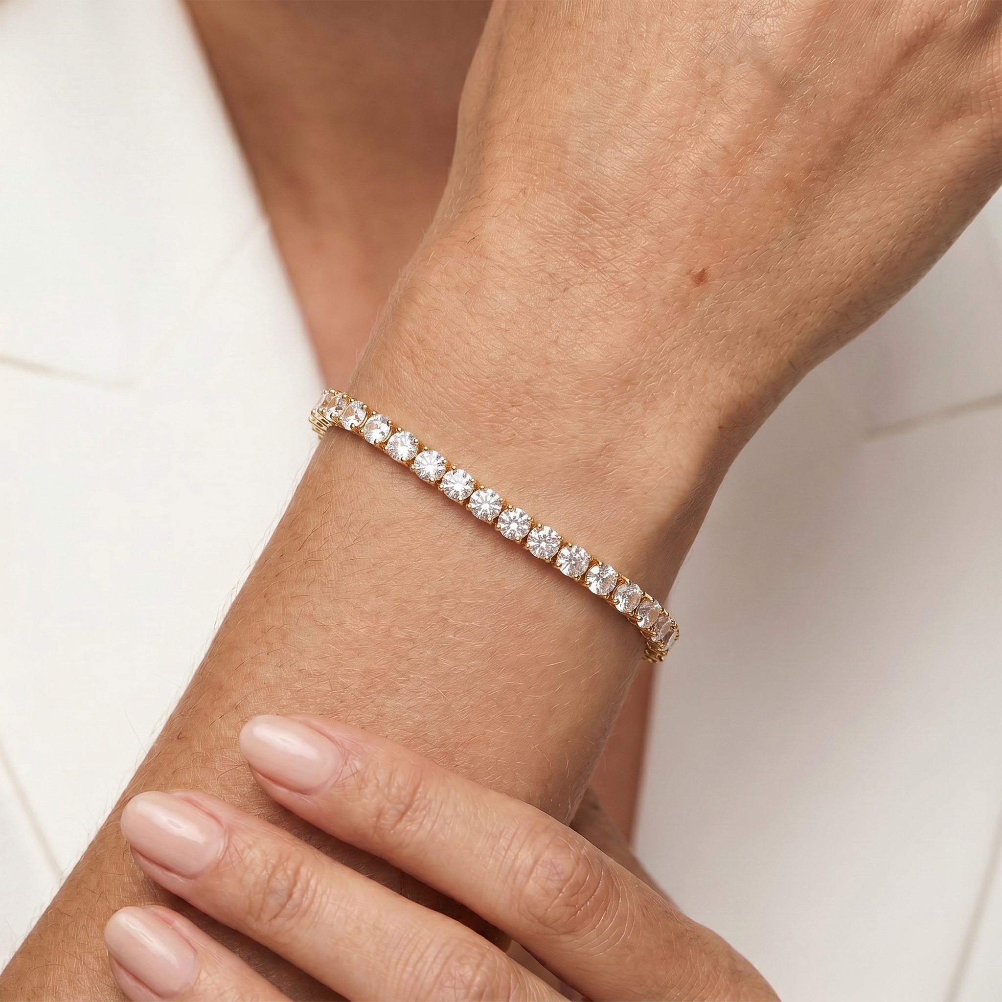 Bransoletka tenisowa 3,3mm: złoto, diamenty laboratoryjne - 3