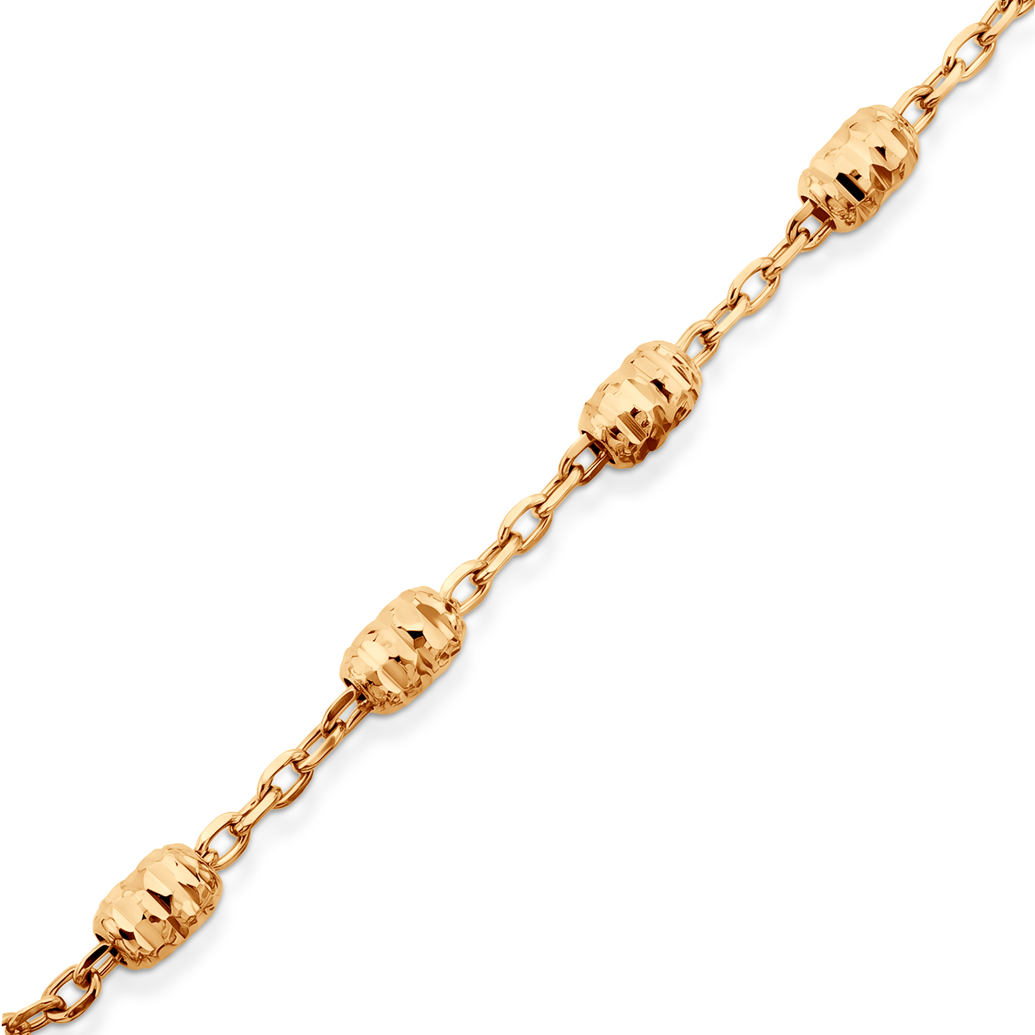 Bransoletka na nogę podwójne diamentowane kulki z sercem złota 22+3cm - 4
