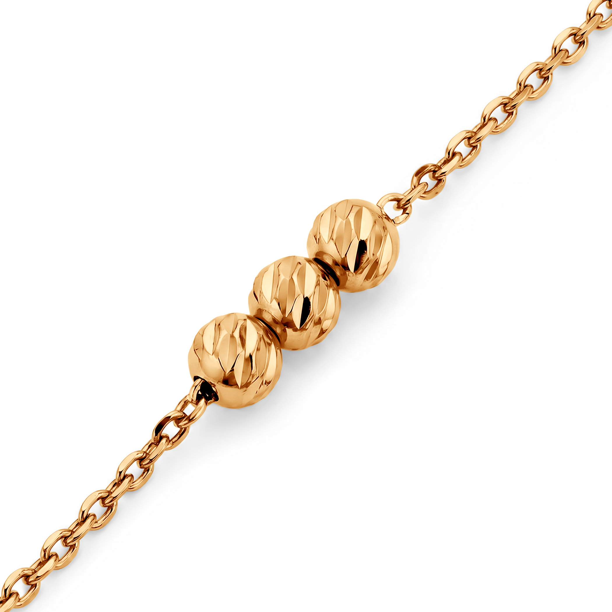 Bransoletka na nogę potrójne diamentowane kulki złota 22+3cm - 4