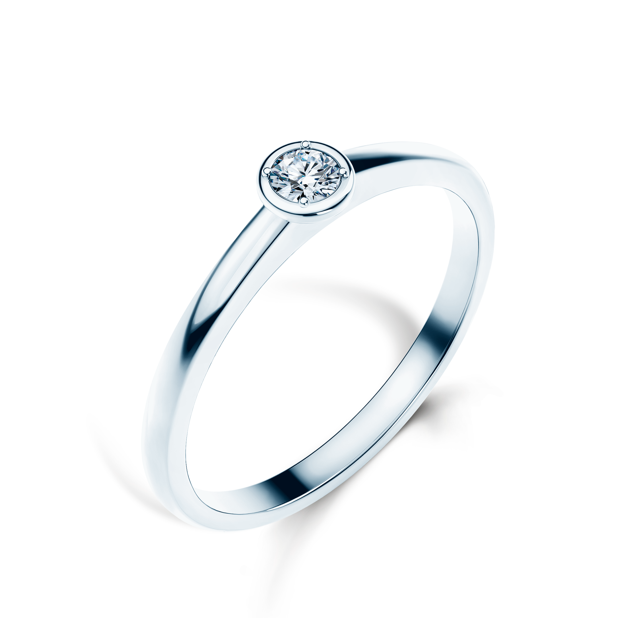 Pierścionek zaręczynowy SAVICKI: białe złoto, diament - 4