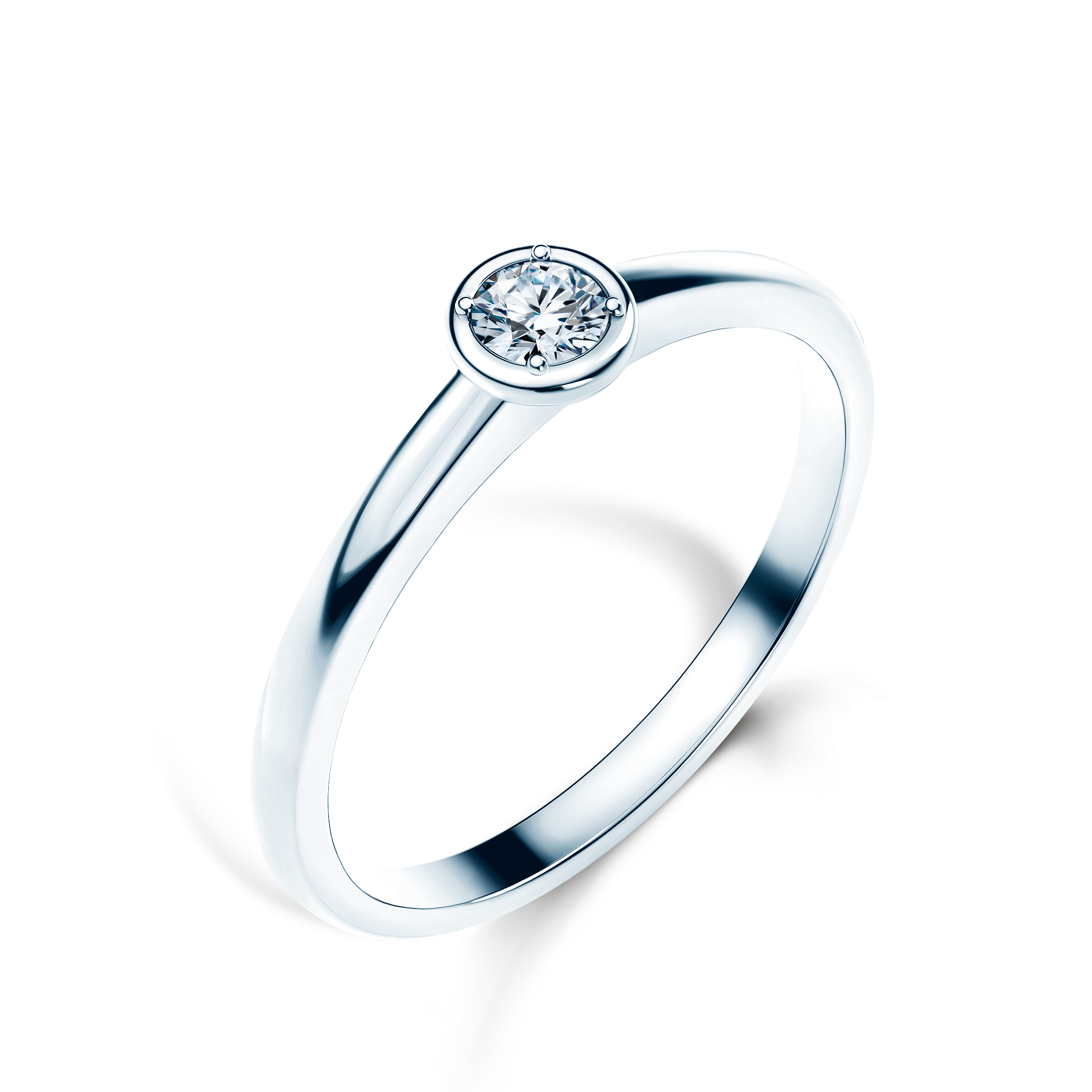 Pierścionek zaręczynowy SAVICKI: białe złoto, diament - 4