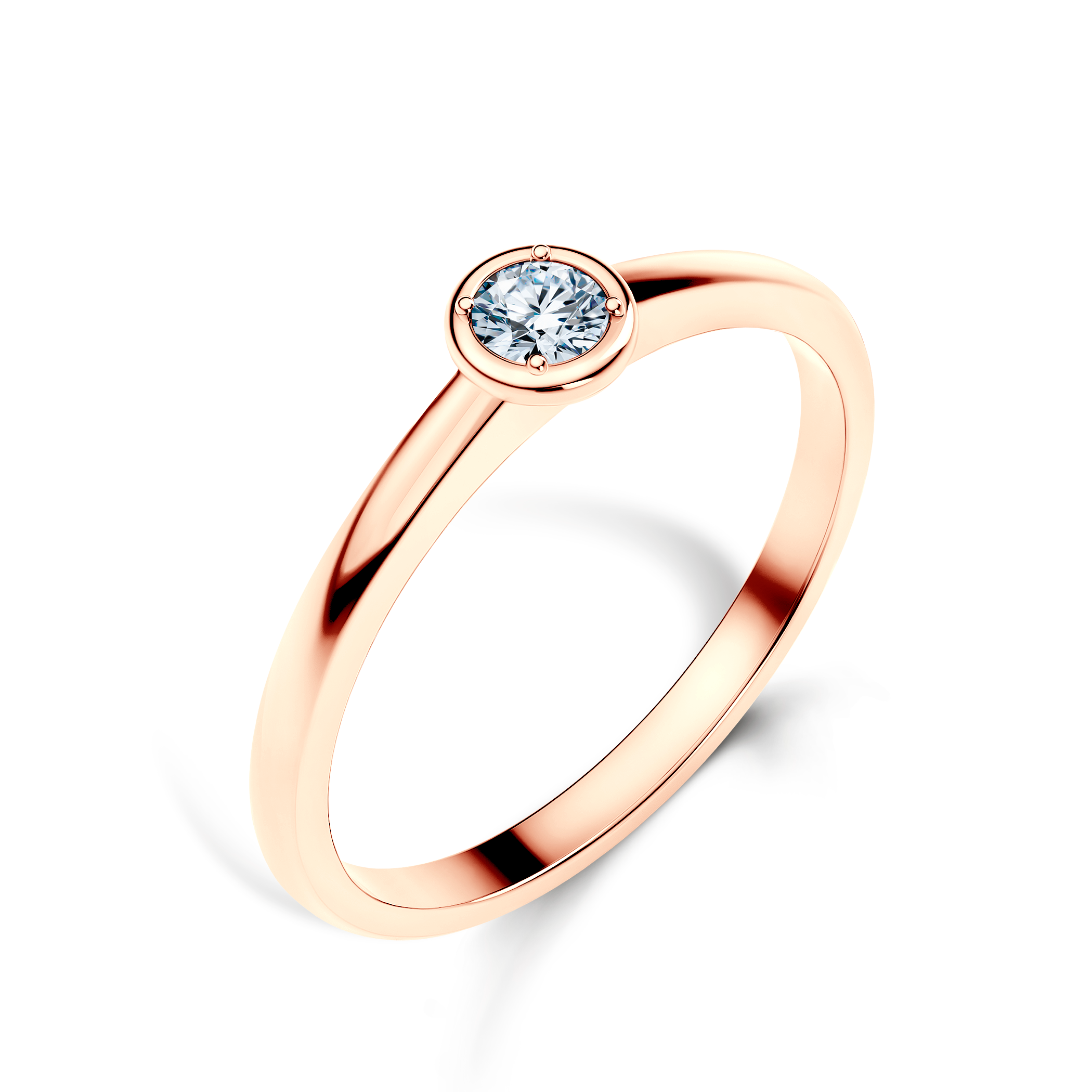 Pierścionek zaręczynowy SAVICKI: różowe złoto, diament - 4