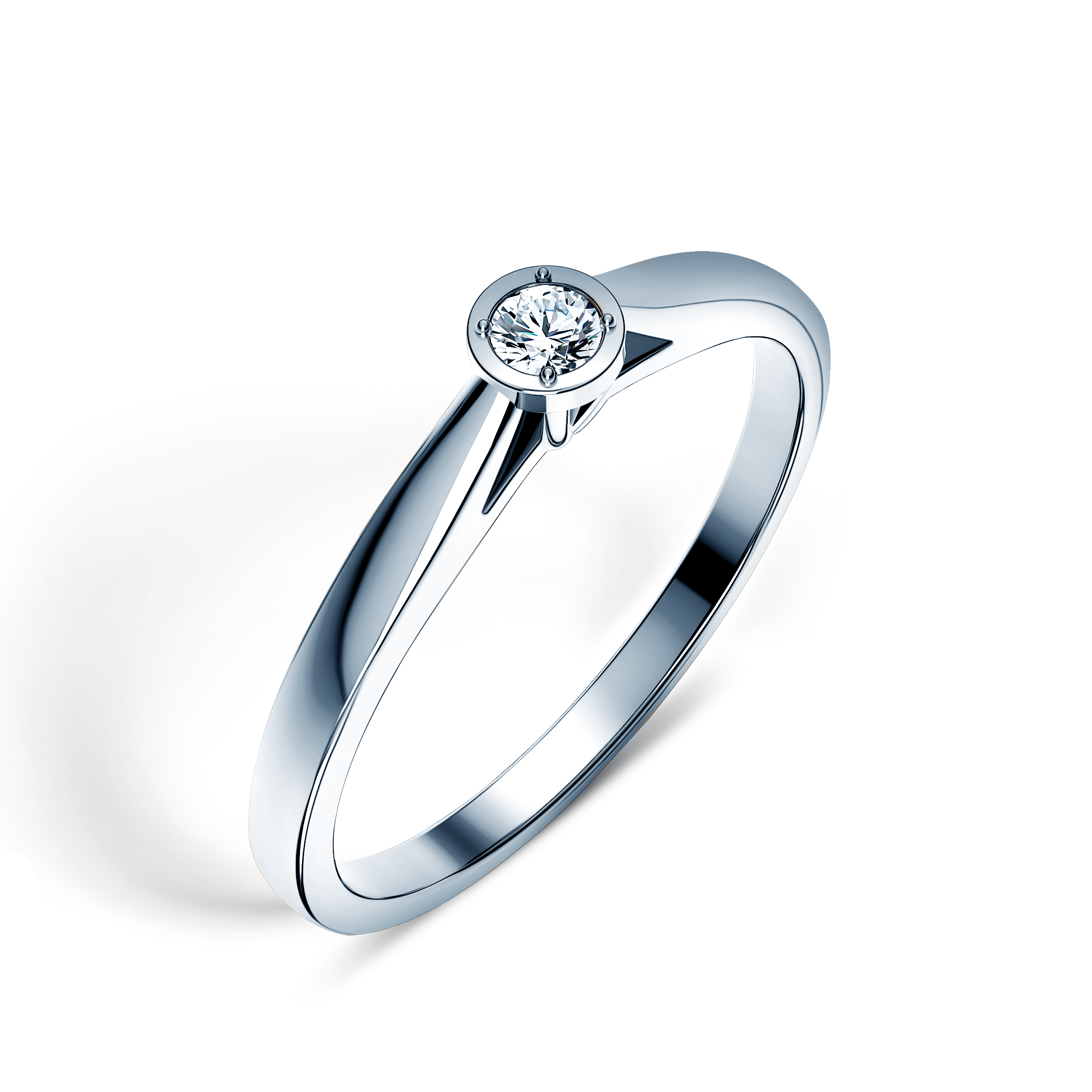 Pierścionek zaręczynowy SAVICKI: białe złoto, diament - 4