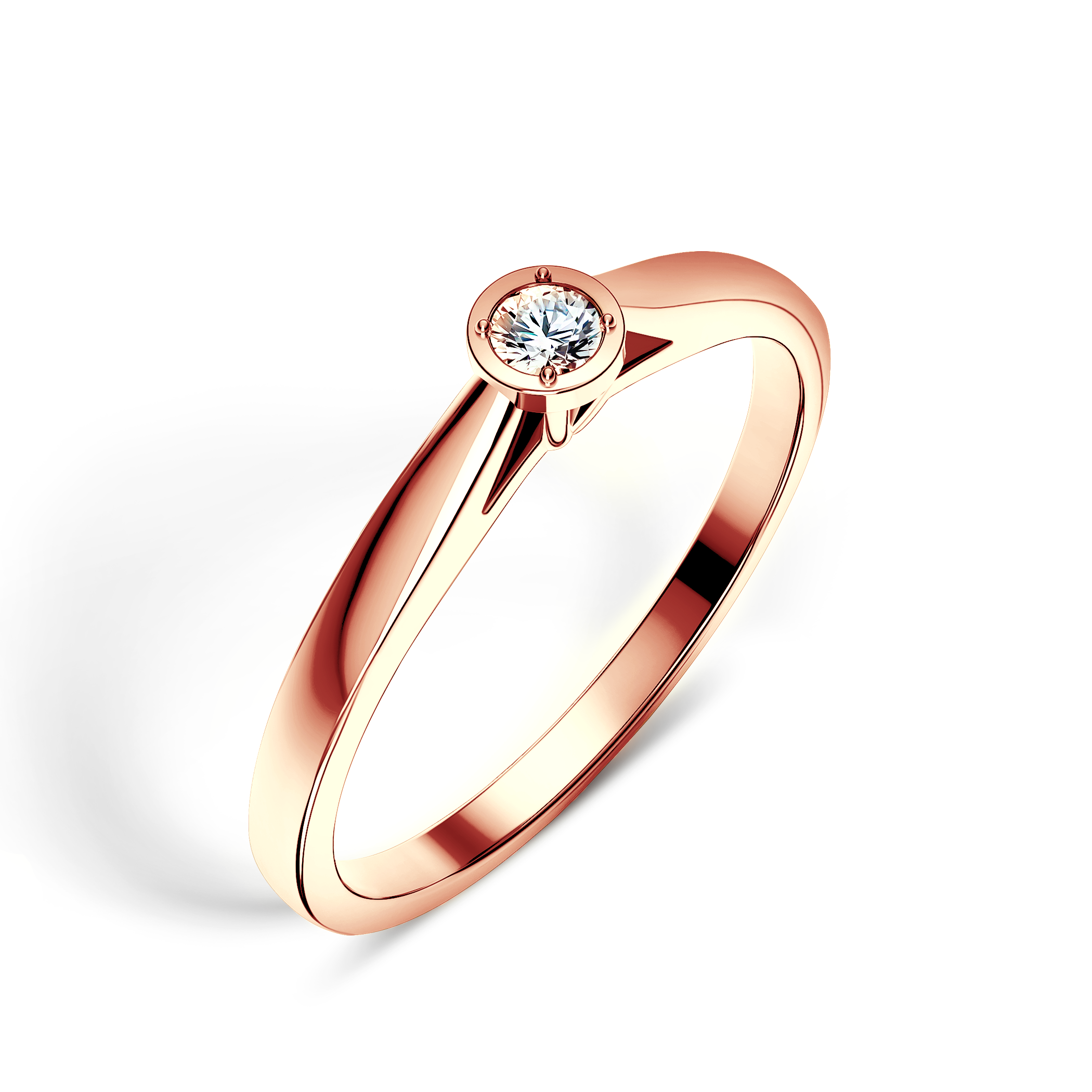 Pierścionek zaręczynowy SAVICKI: różowe złoto, diament - 4