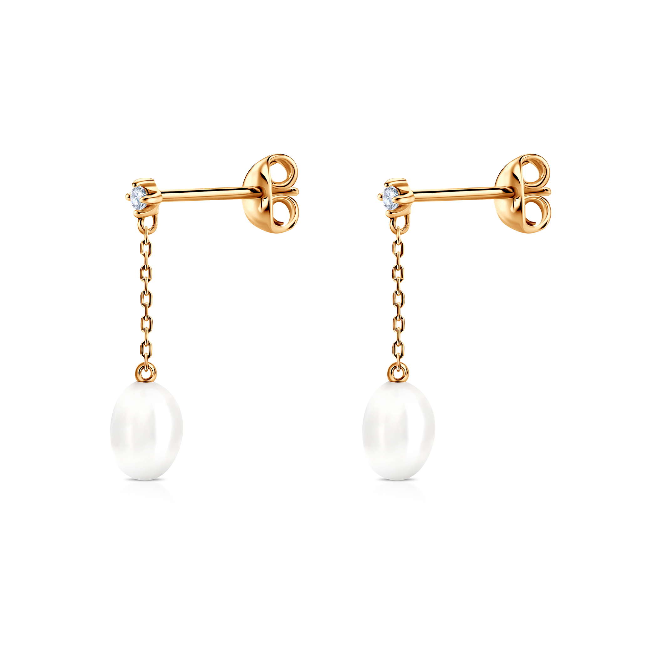 Earrings Célamare: gold, pearls, white sapphires - 4