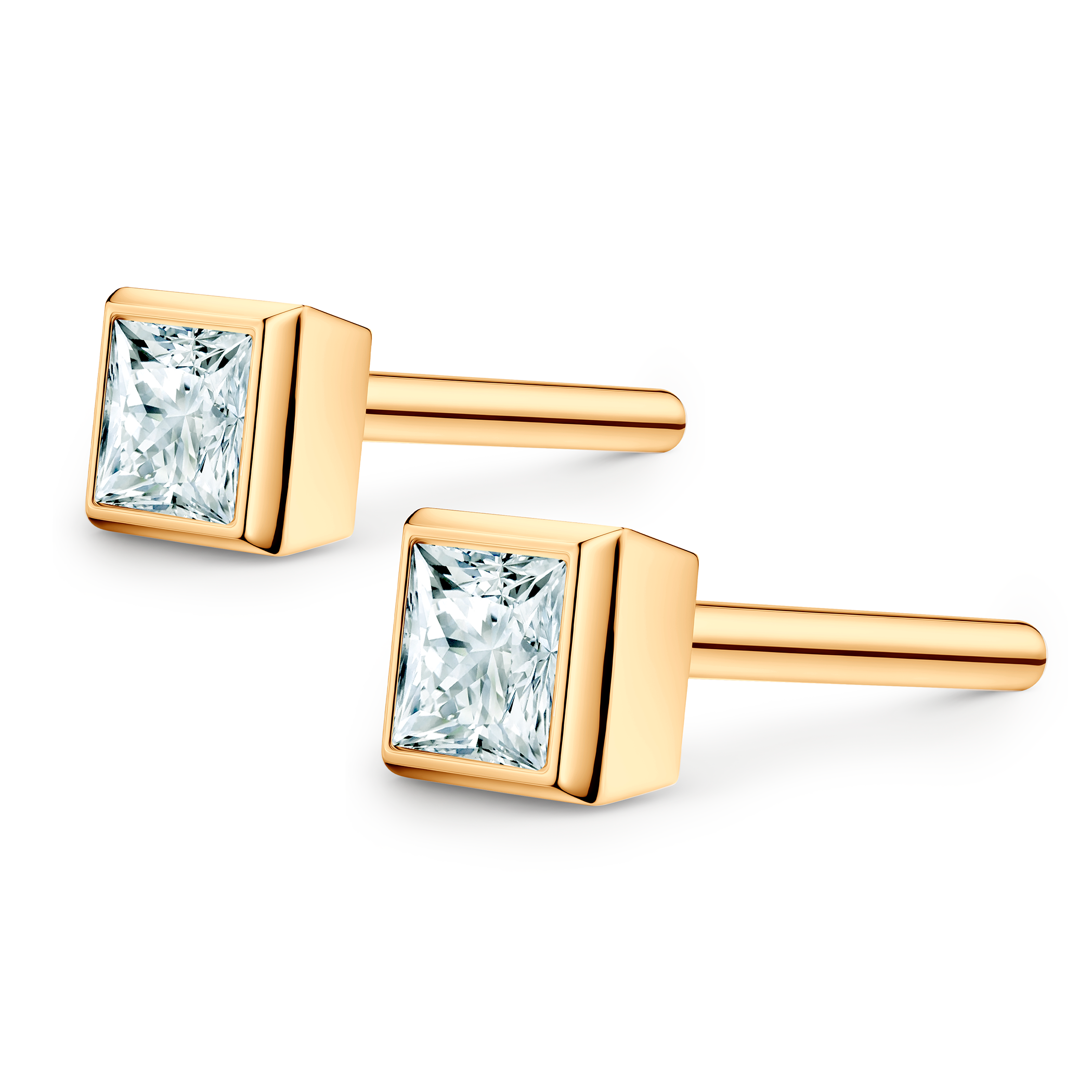Pure earrings: yellow gold, diamonds - 4