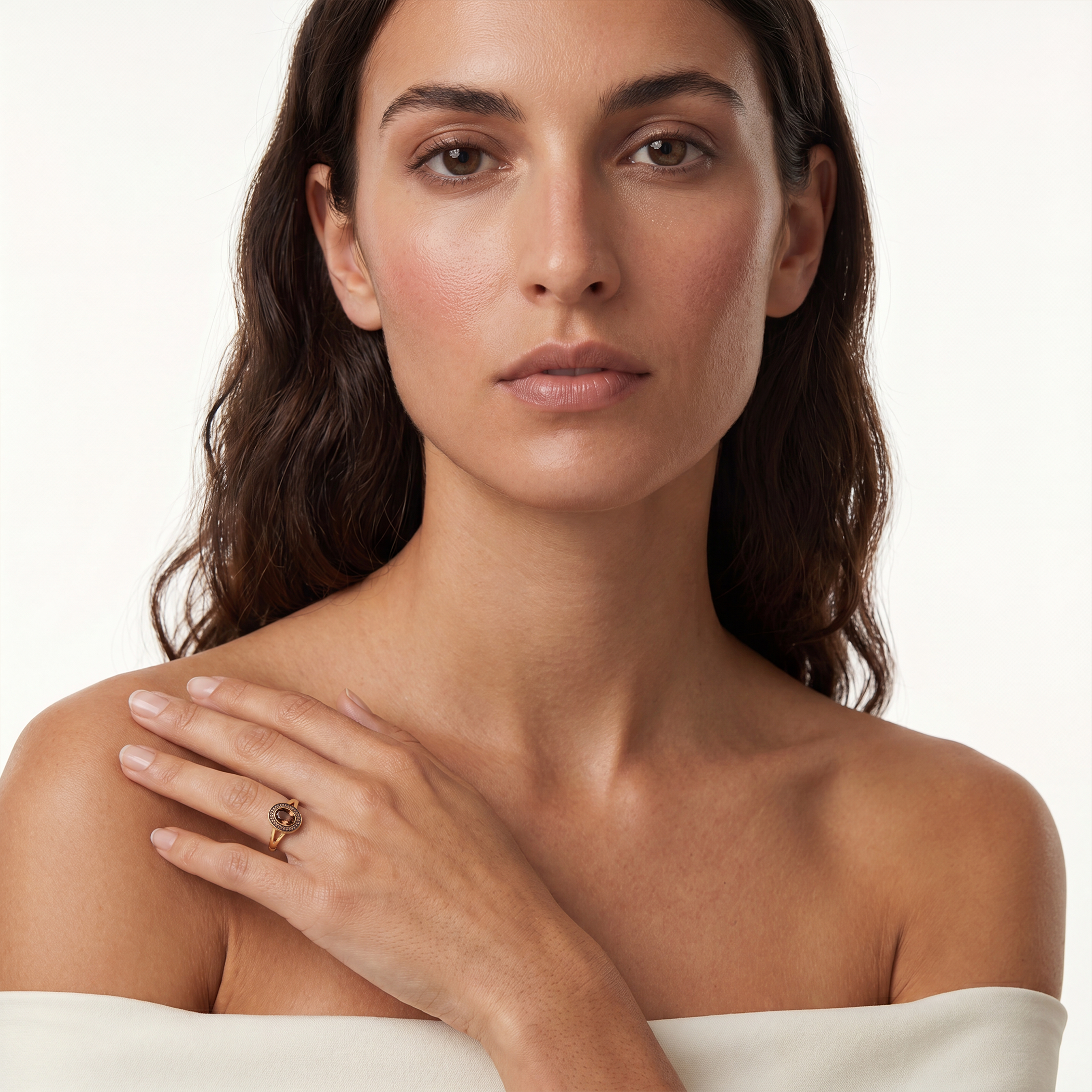Pierścionek Ombréa Savicki: czarno-żółte złoto, kwarc, diamenty - 5