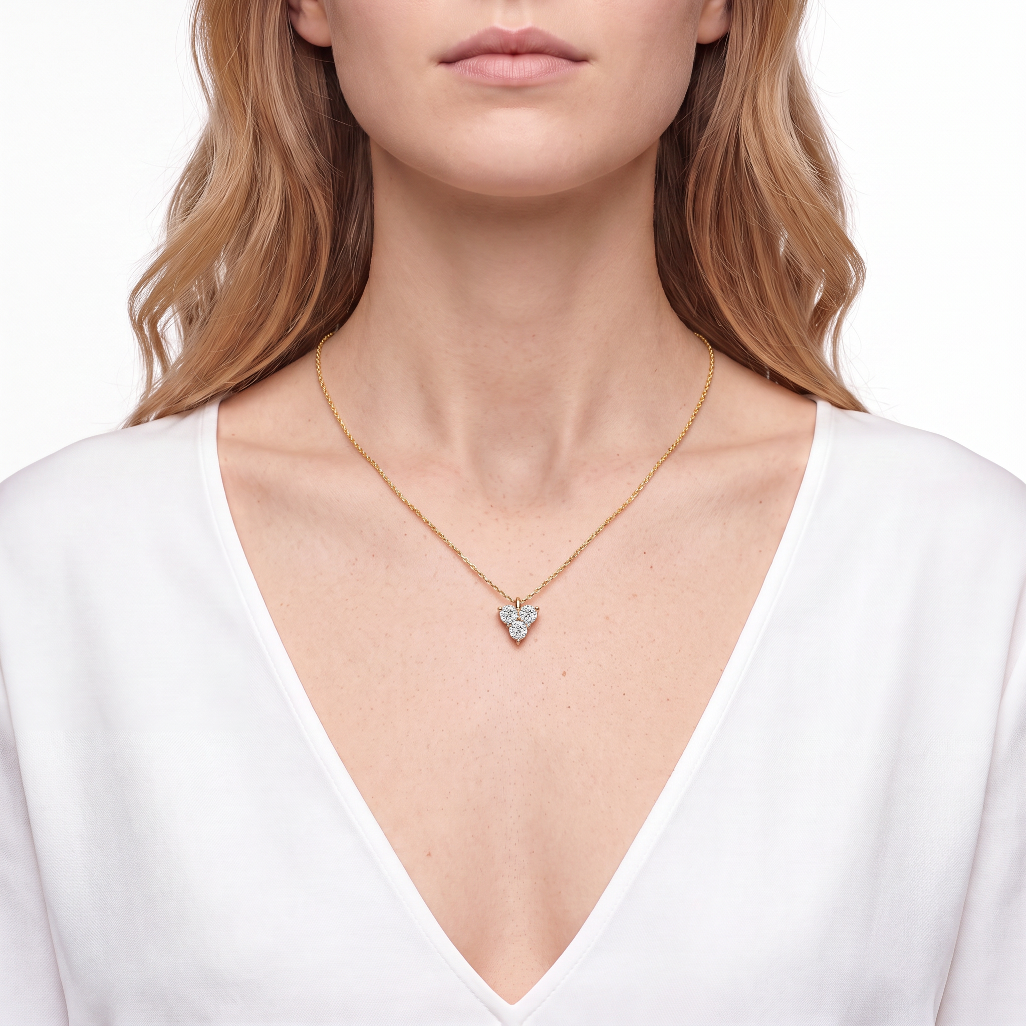 Halskette mit weißen Labordiamanten 0,45 ct 585er Gold 45 cm