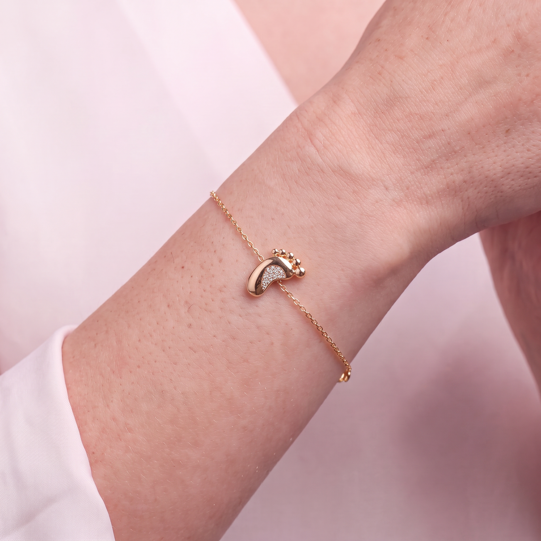Celebrity footprint bracelet gold 585 with white diamond 18cm - 3