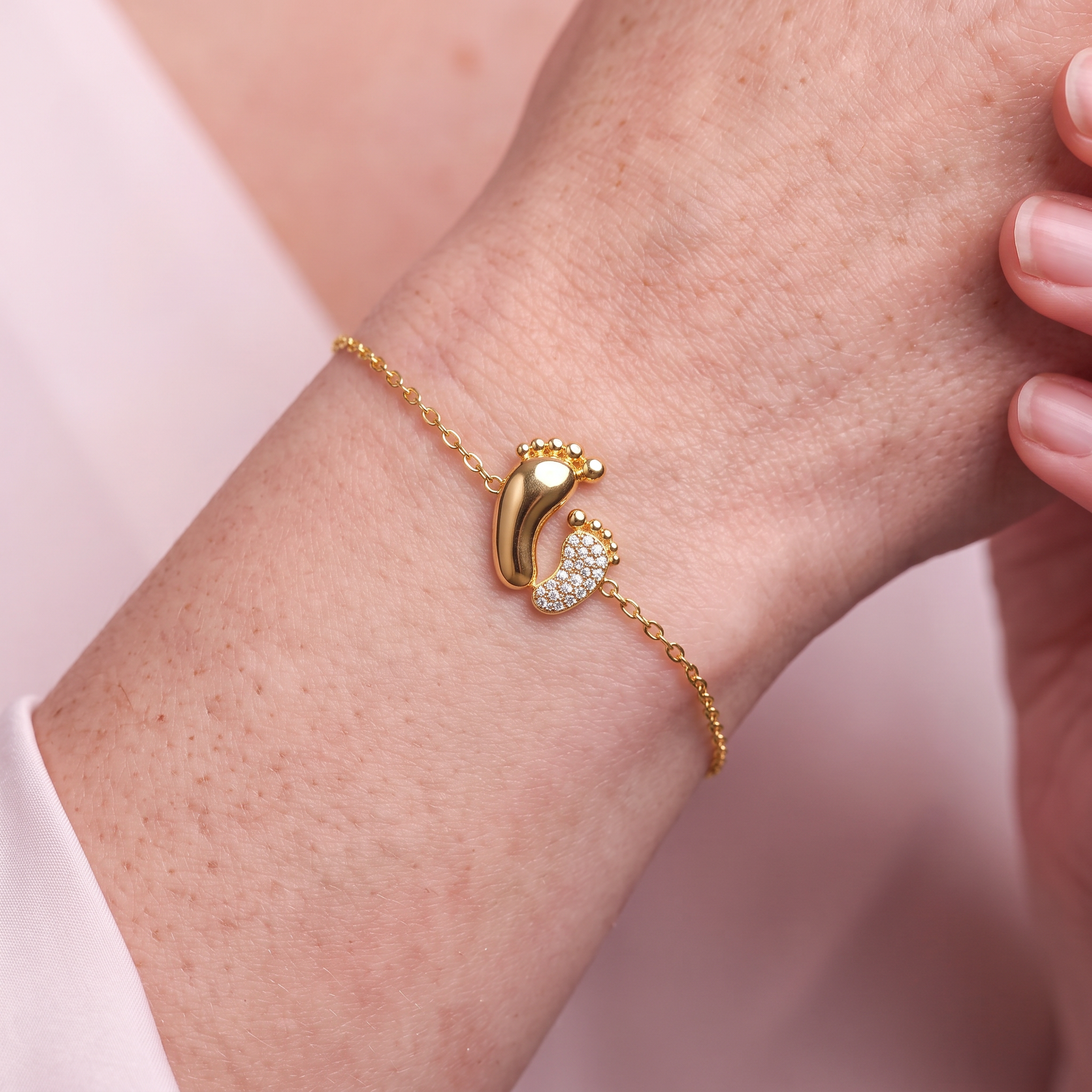 Celebrity footprints bracelet gold 585 with white diamond 0.01ct 18cm - 5