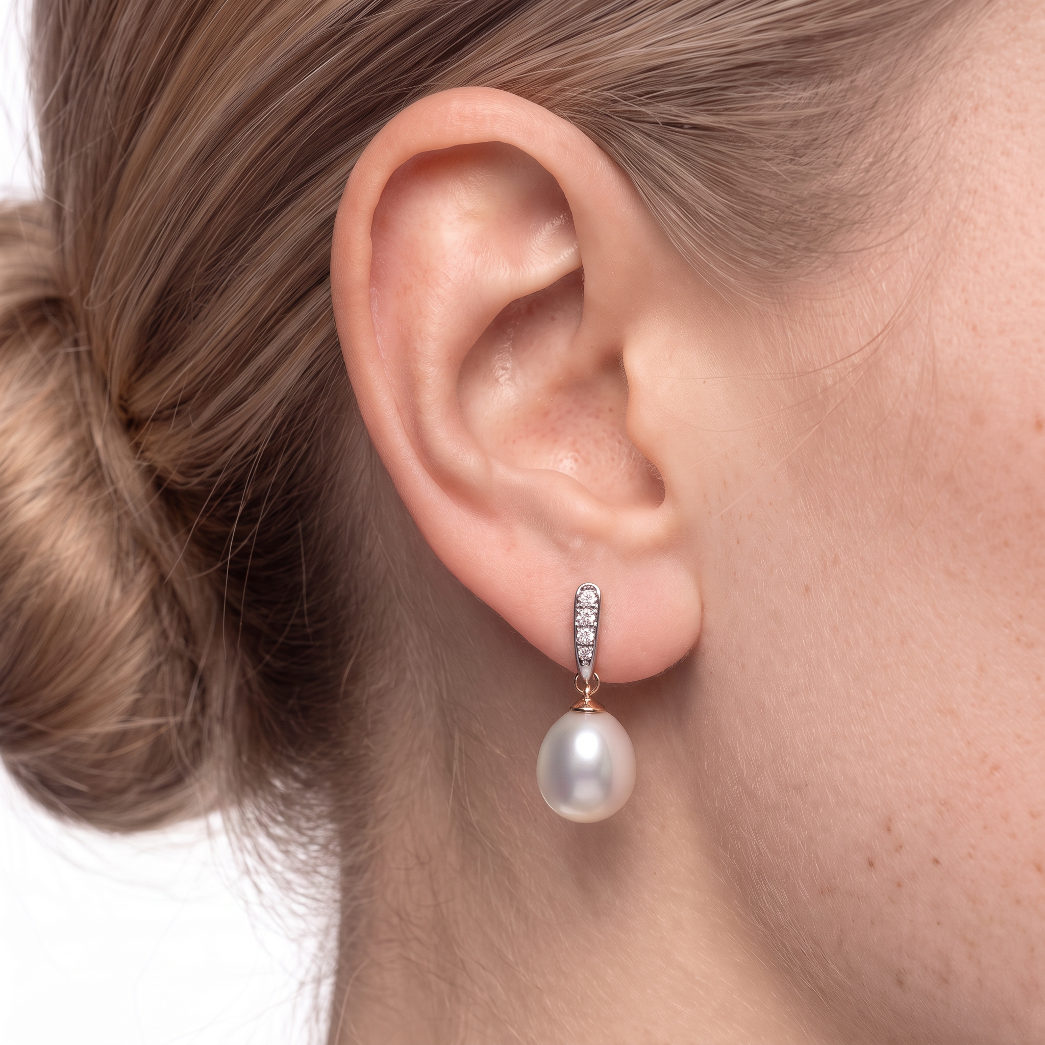 SAVICKI earrings: gold, pearl, diamonds - 5