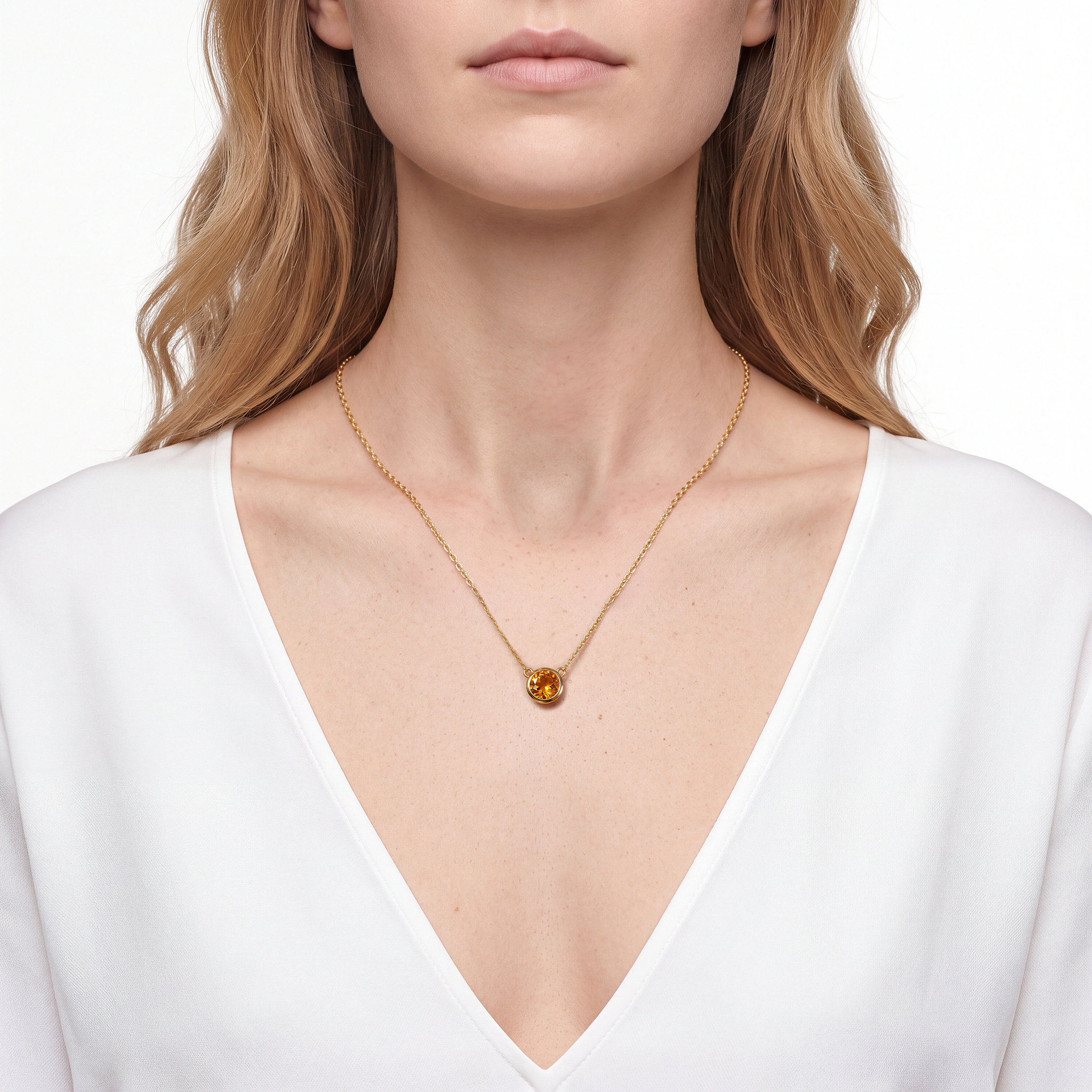 Naszyjnik złoty 585 z cytrynem 0.58ct 42 cm - 3