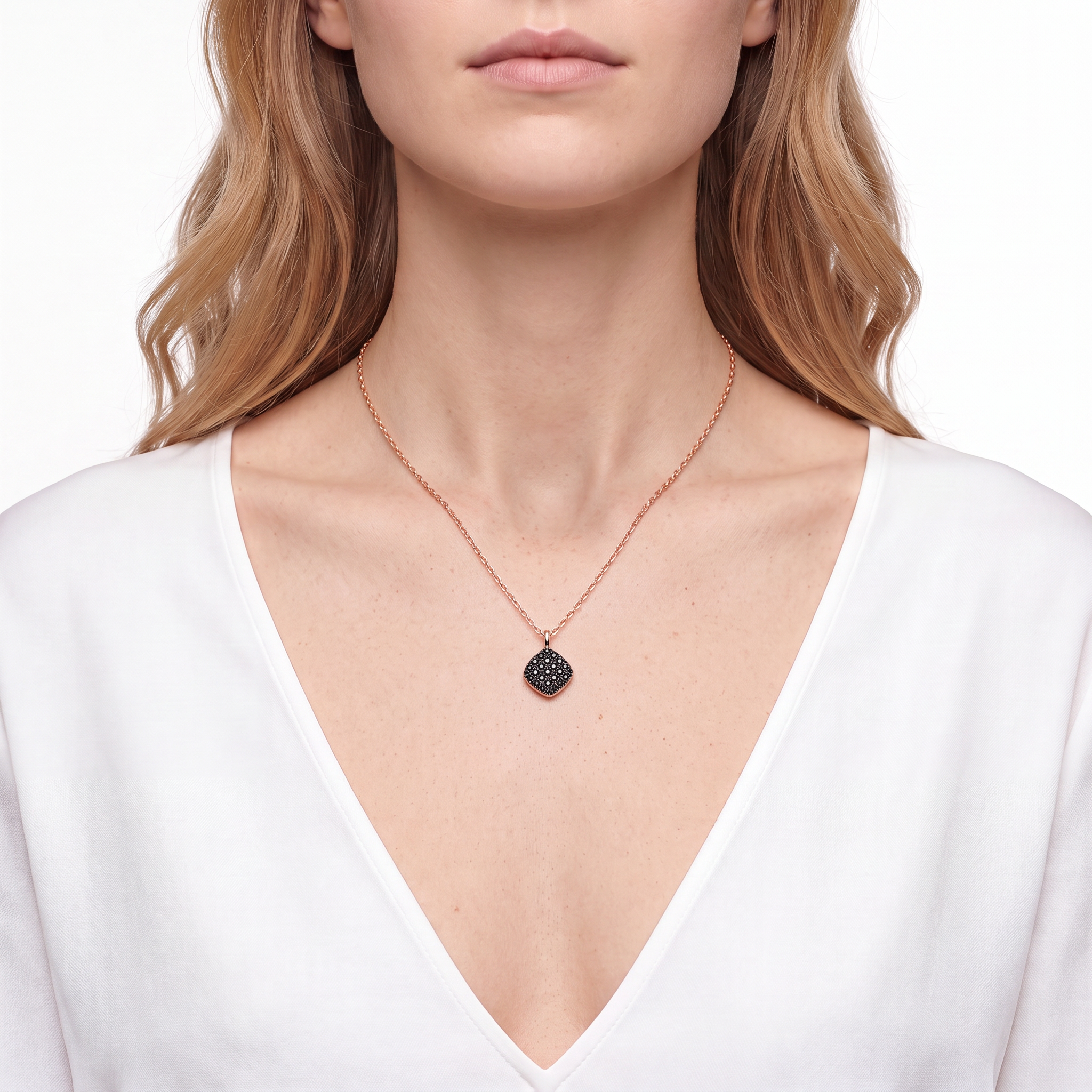 SAVICKI necklace: rose gold, black diamonds - 4