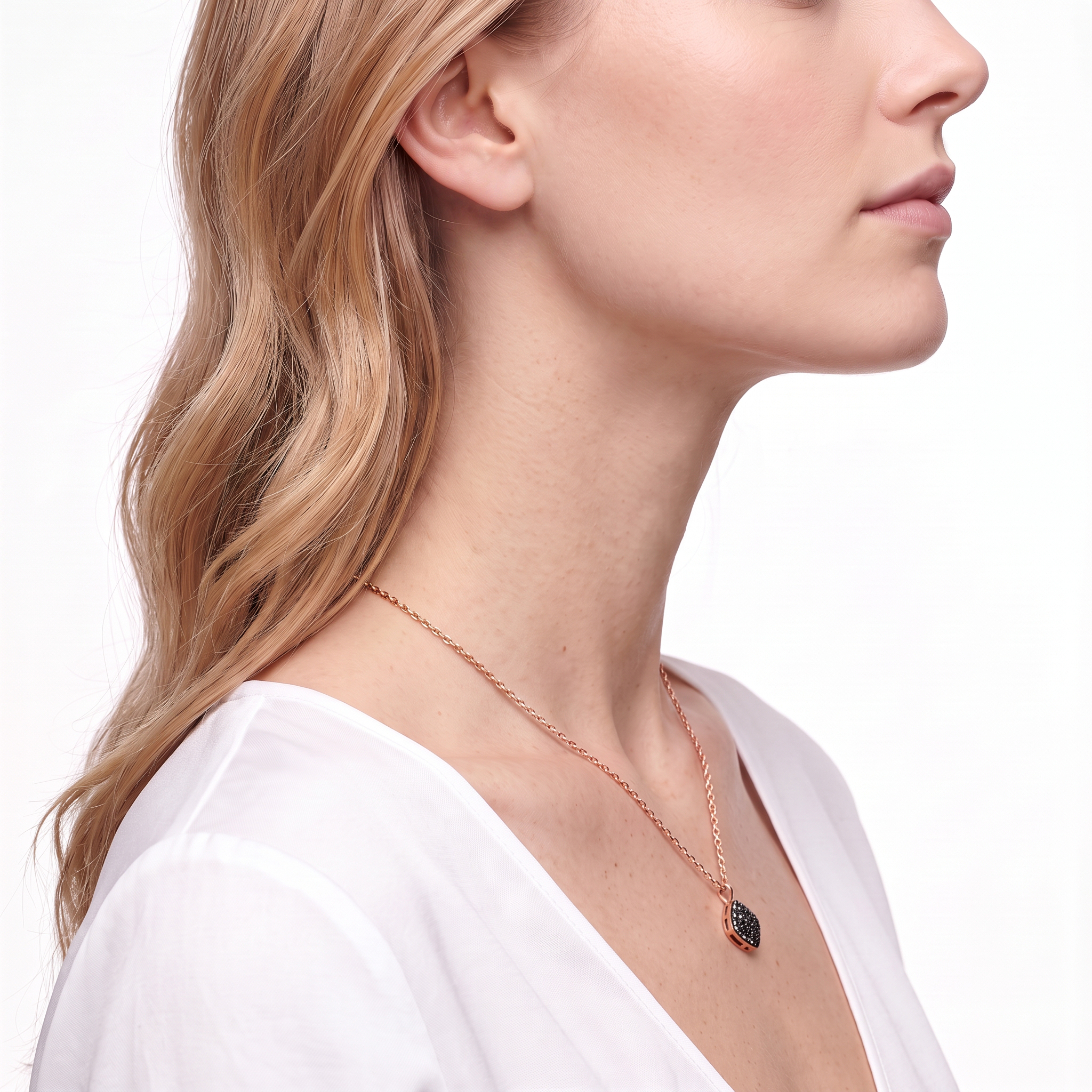 SAVICKI necklace: rose gold, black diamonds - 6