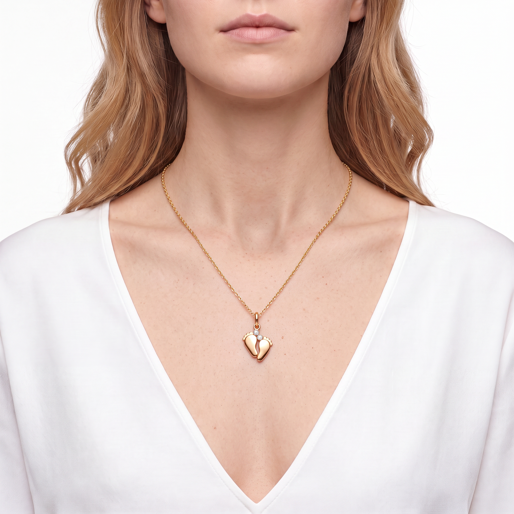 Savicki baby feet pendant: gold, diamonds - 4