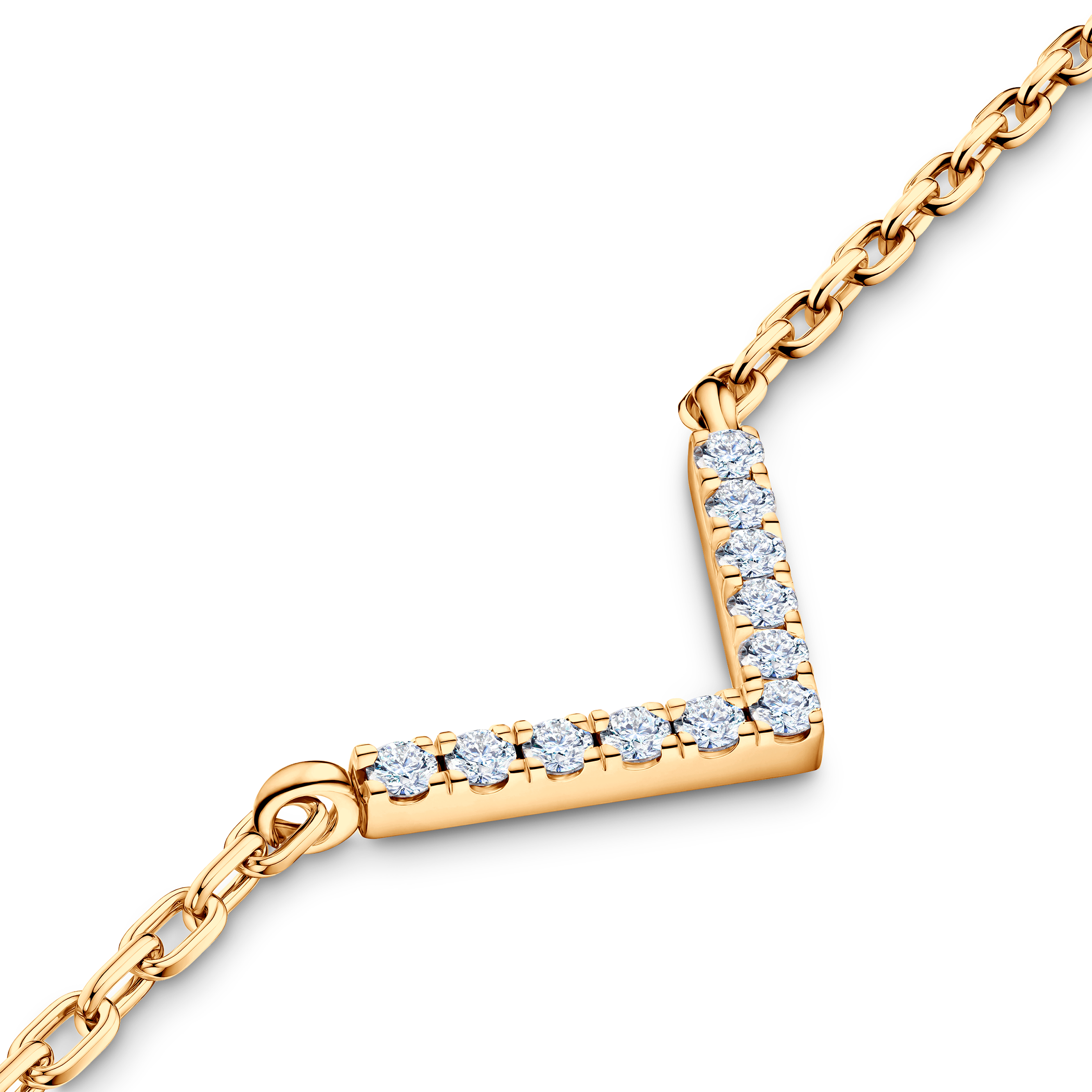 14K gold necklace with 0.15ct lab-grown white diamonds 42 cm - 4