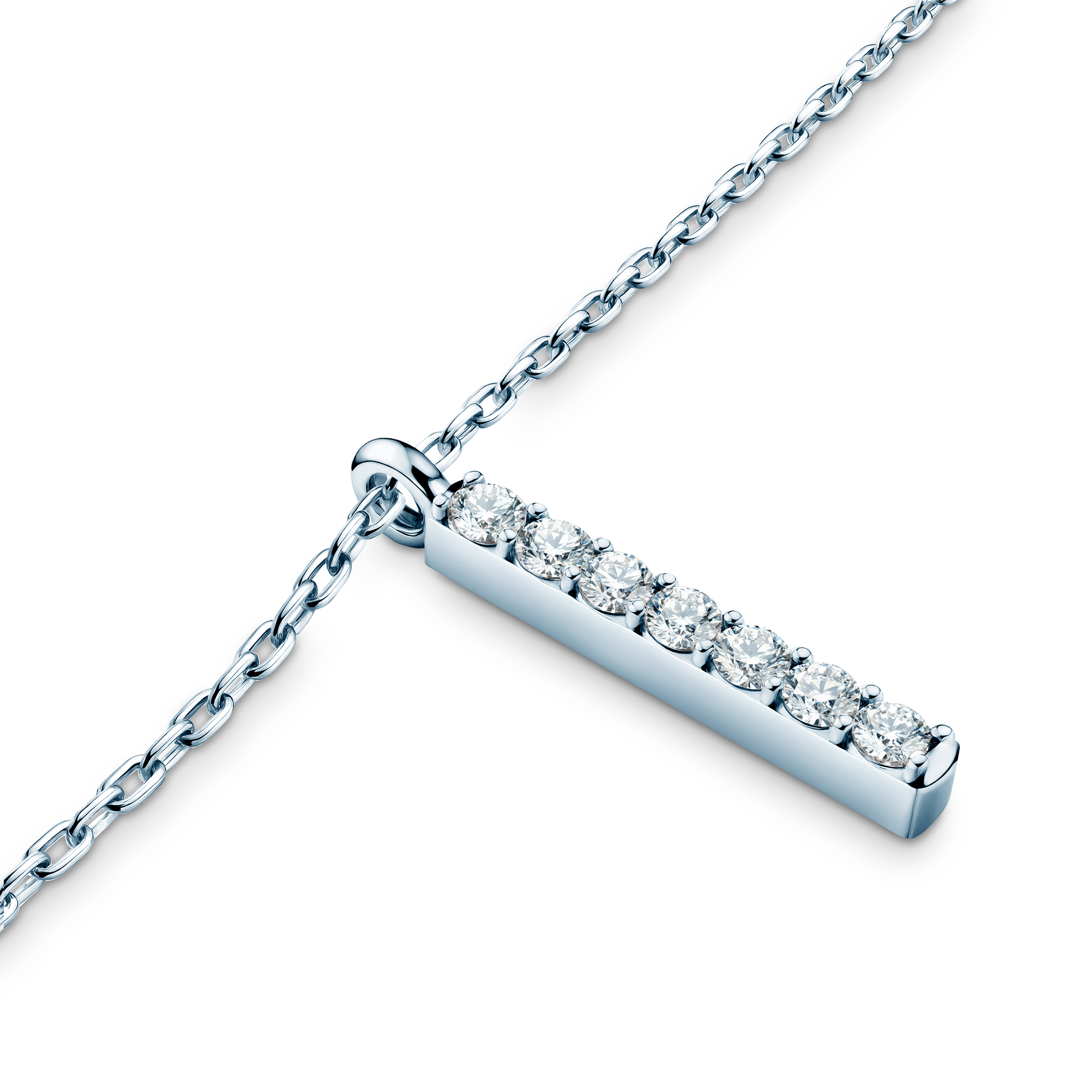 14K white gold necklace with 0.07ct lab-grown white diamonds 42 cm - 4