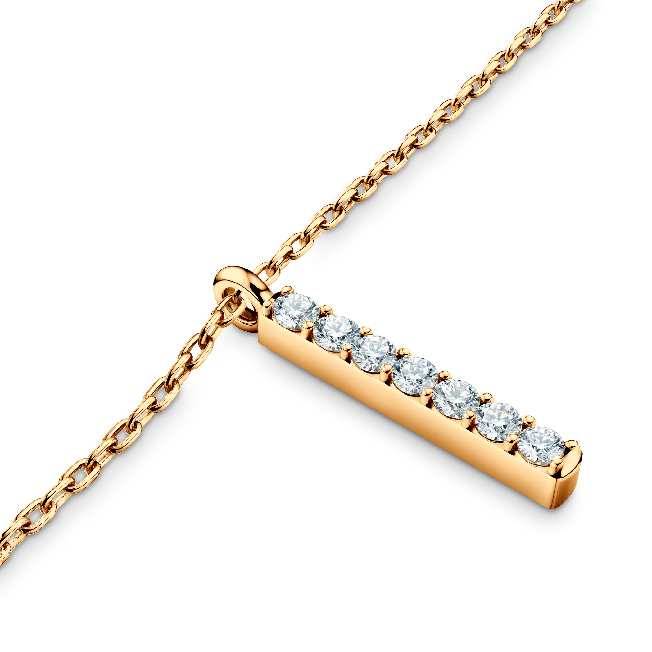 14K gold necklace with 0.07ct lab-grown white diamonds 42 cm - 4