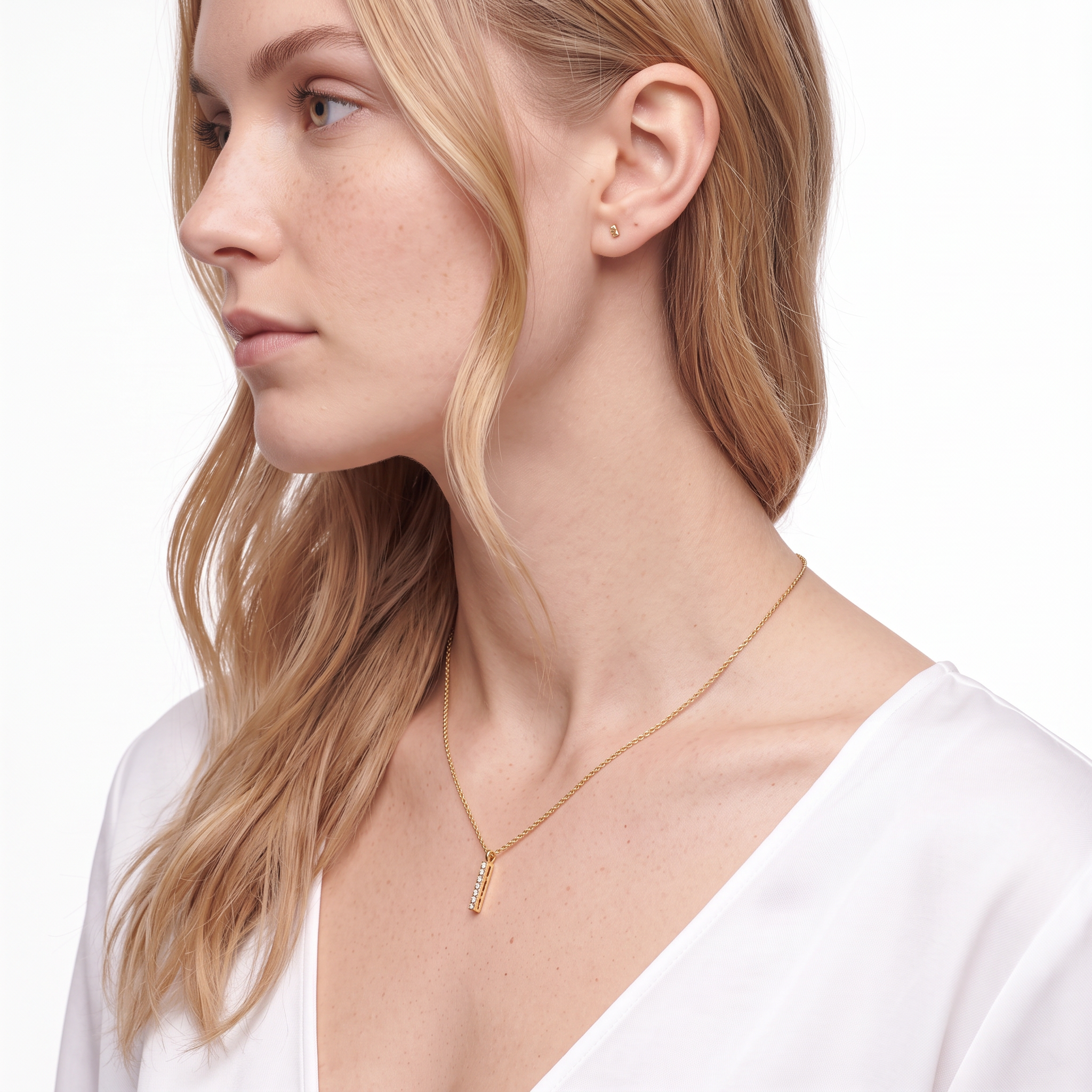 14K gold necklace with 0.07ct lab-grown white diamonds 42 cm - 6