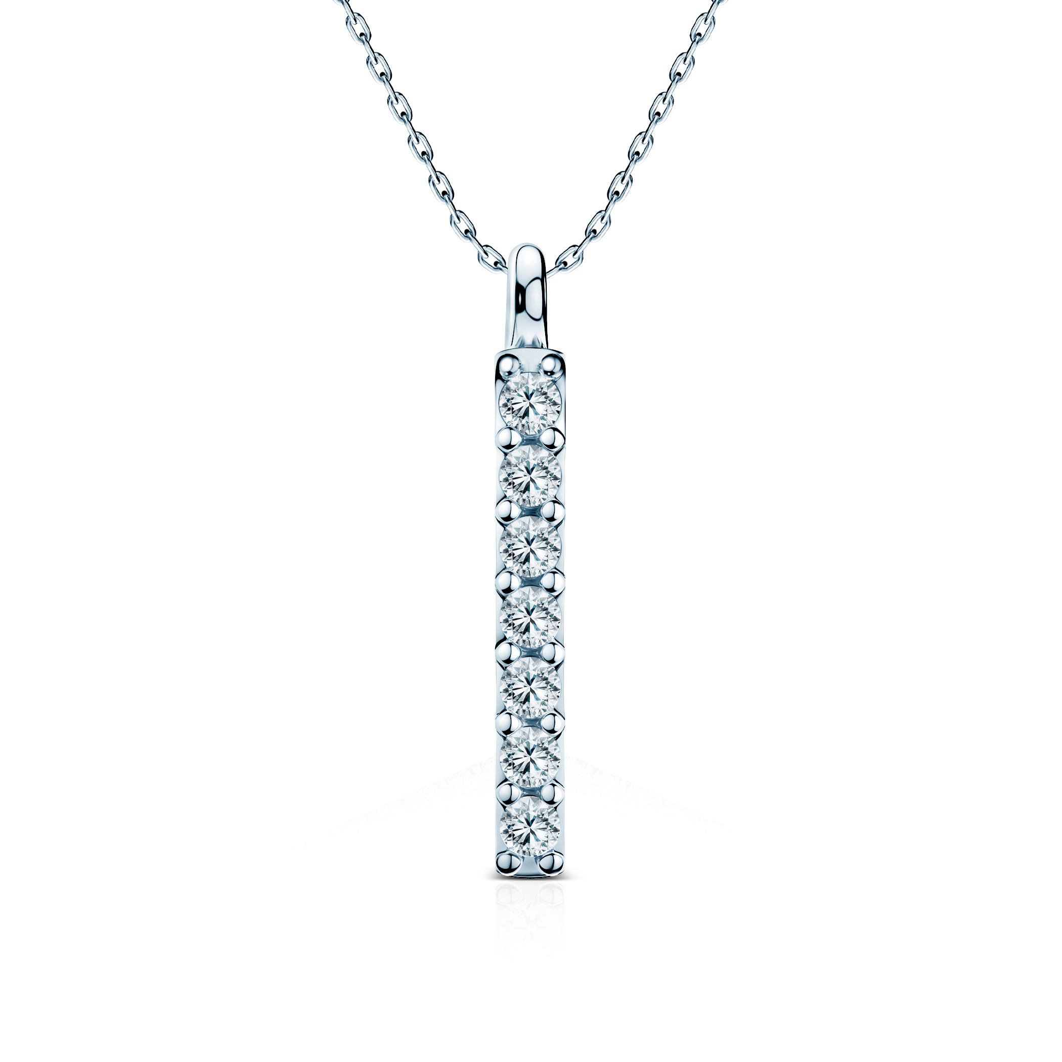 Naszyjnik z białego złota 585 z białymi diamentami laboratoryjnymi 0.12ct 42 cm