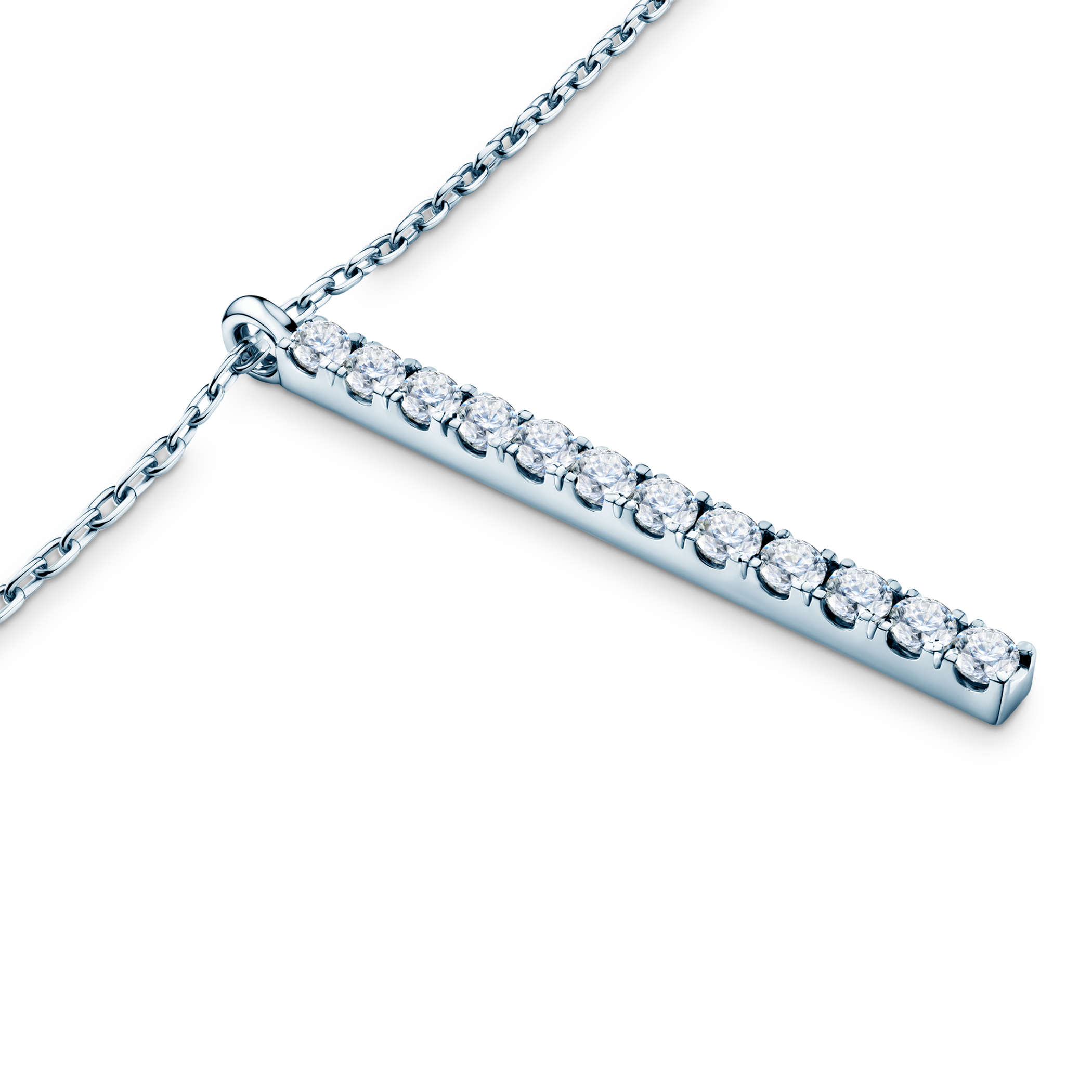 14K white gold necklace with 0.12ct lab-grown white diamonds 42 cm - 4