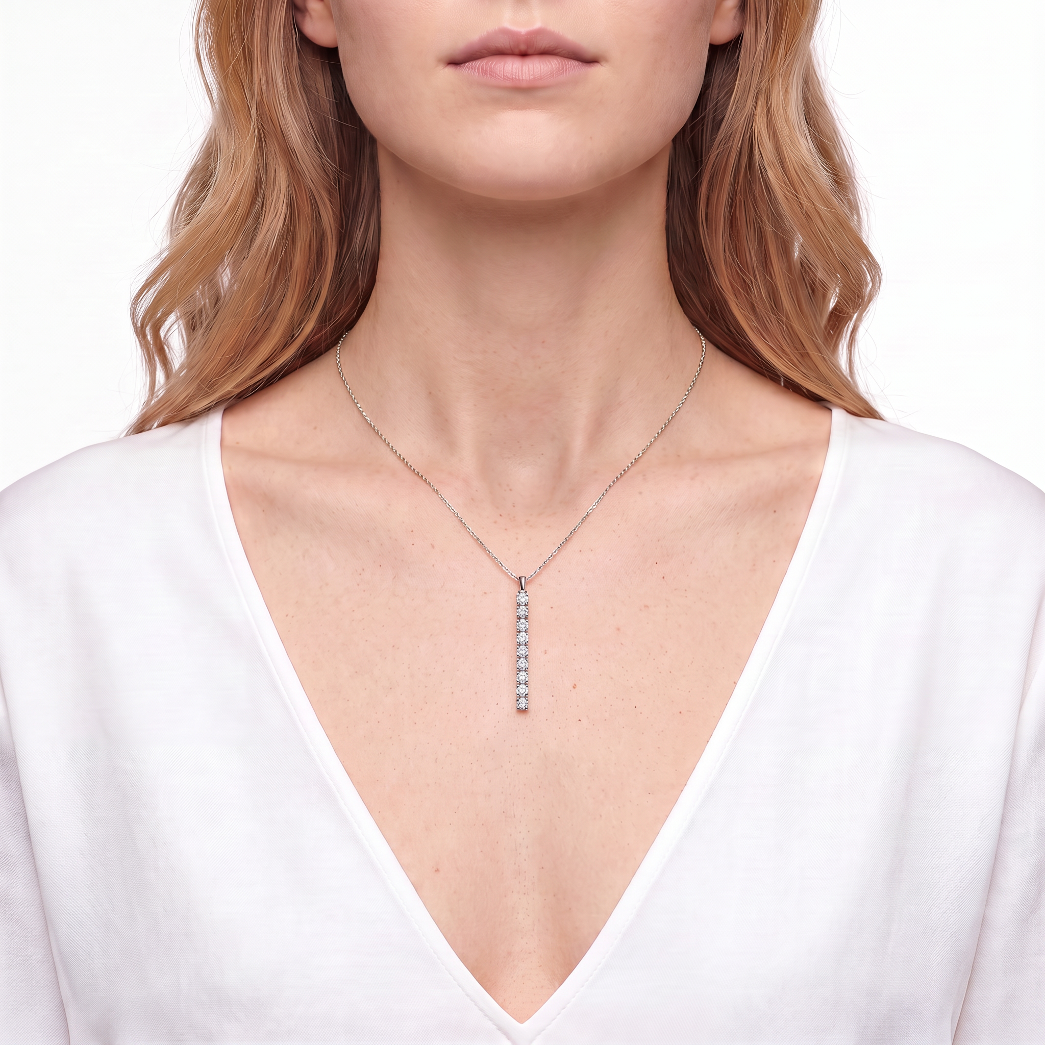 14K white gold necklace with 0.12ct lab-grown white diamonds 42 cm - 3