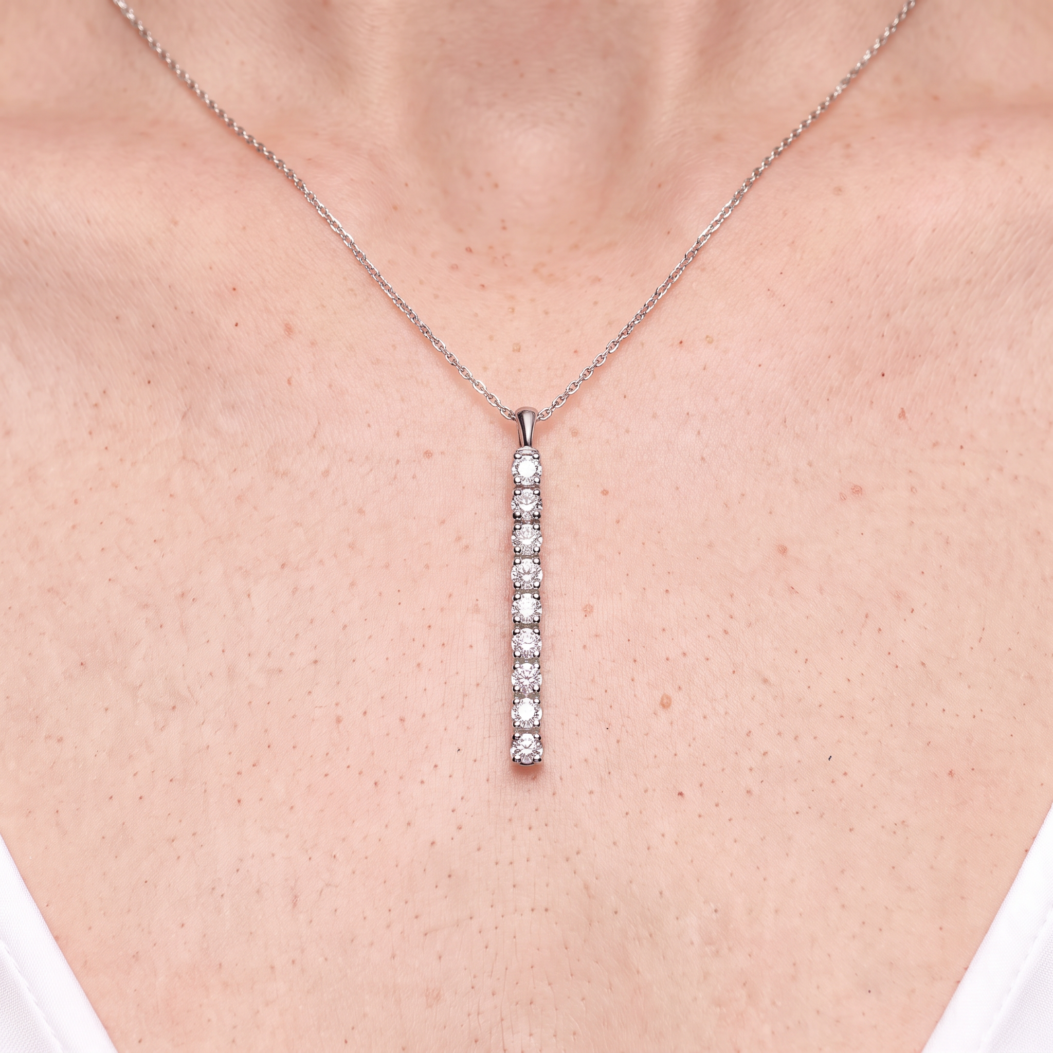 14K white gold necklace with 0.12ct lab-grown white diamonds 42 cm - 5