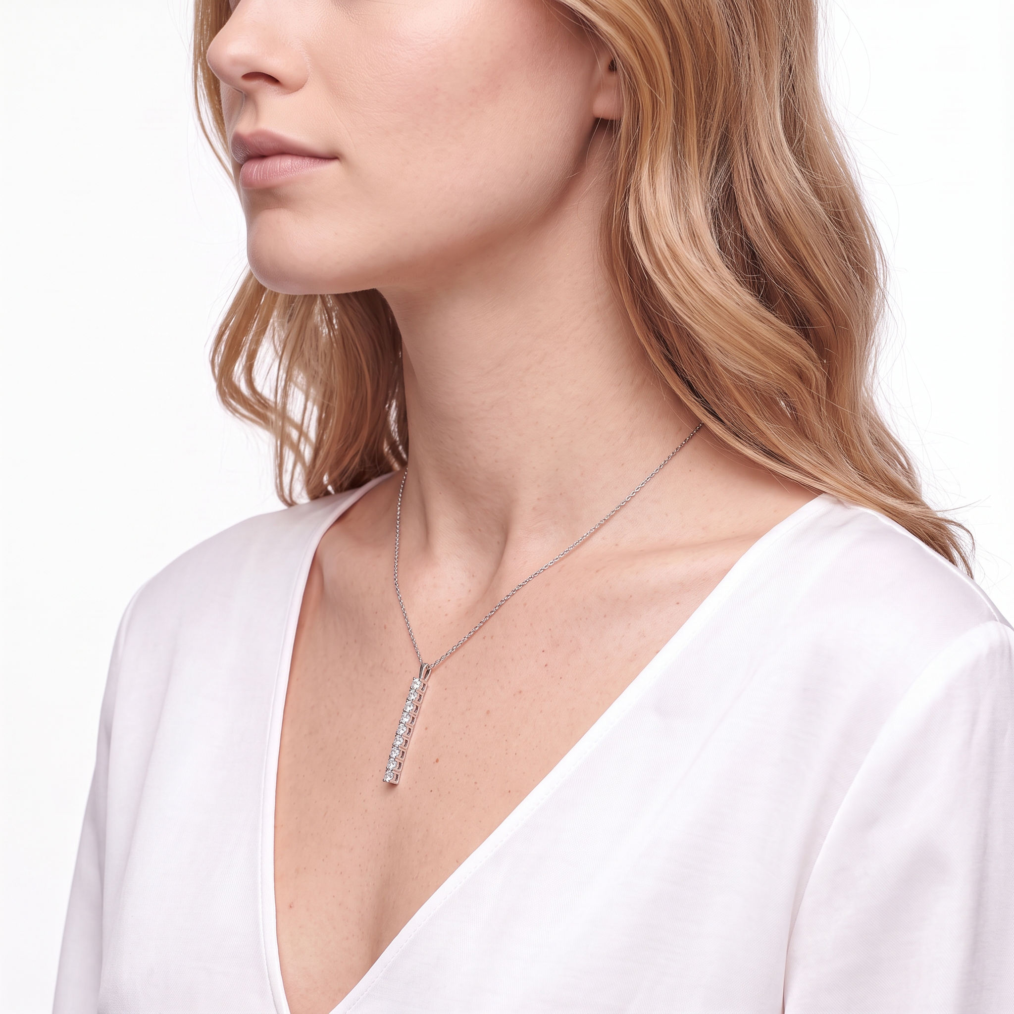 14K white gold necklace with 0.12ct lab-grown white diamonds 42 cm - 6