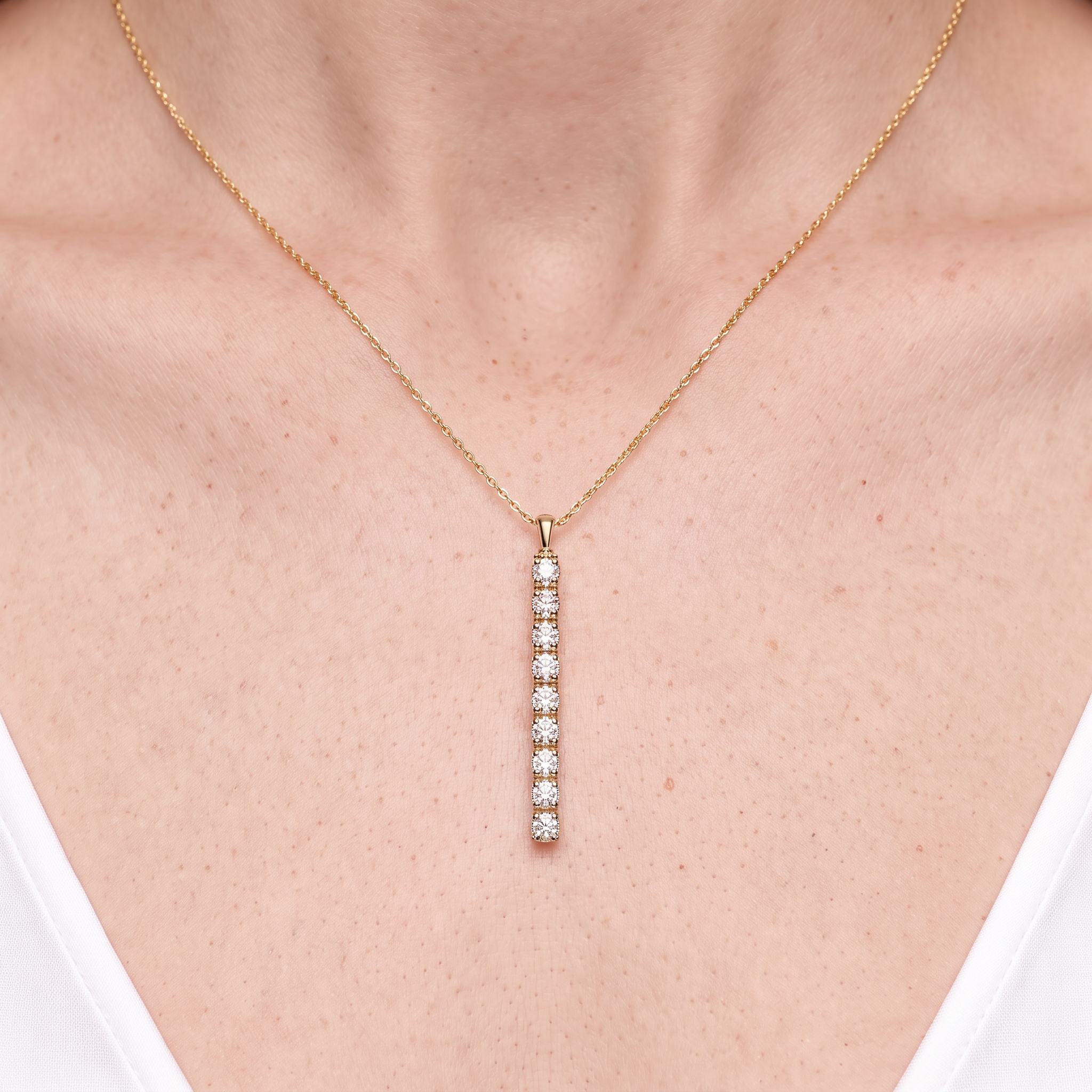 14K gold necklace with 0.12ct lab-grown white diamonds 42 cm - 4