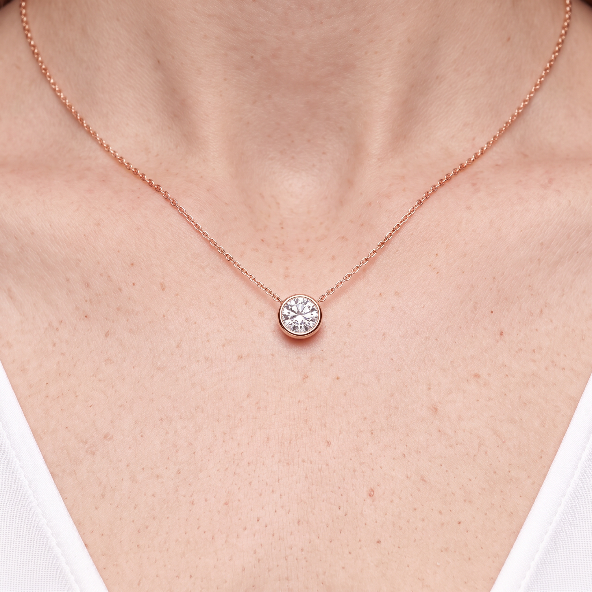 14K gold necklace with 0.5ct lab-grown white diamond 45 cm - 4