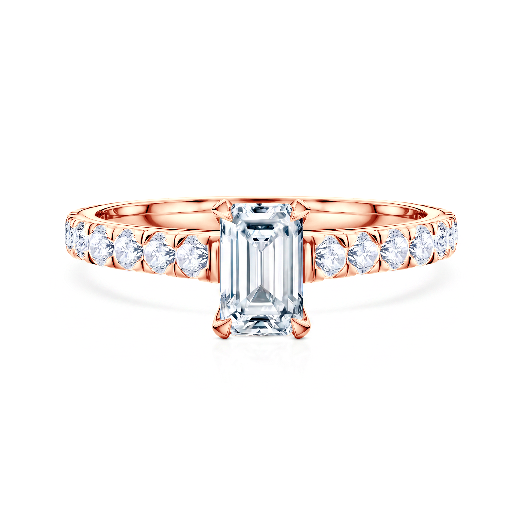 Share Your Love engagement ring: rose gold, emerald-cut diamond
