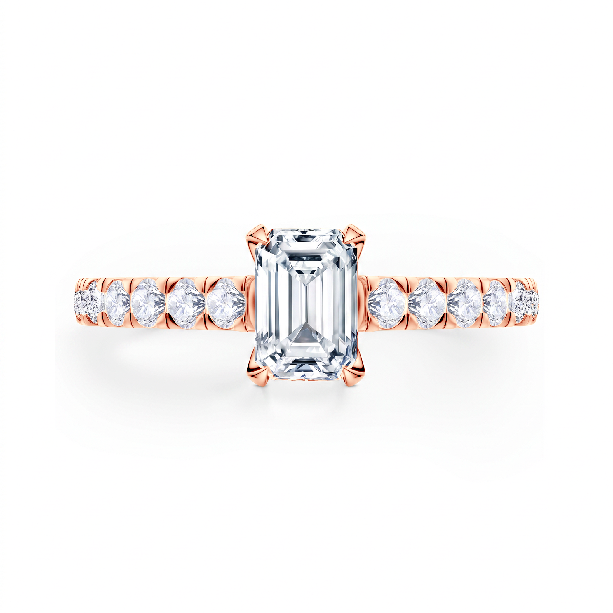 Share Your Love engagement ring: rose gold, emerald-cut diamond