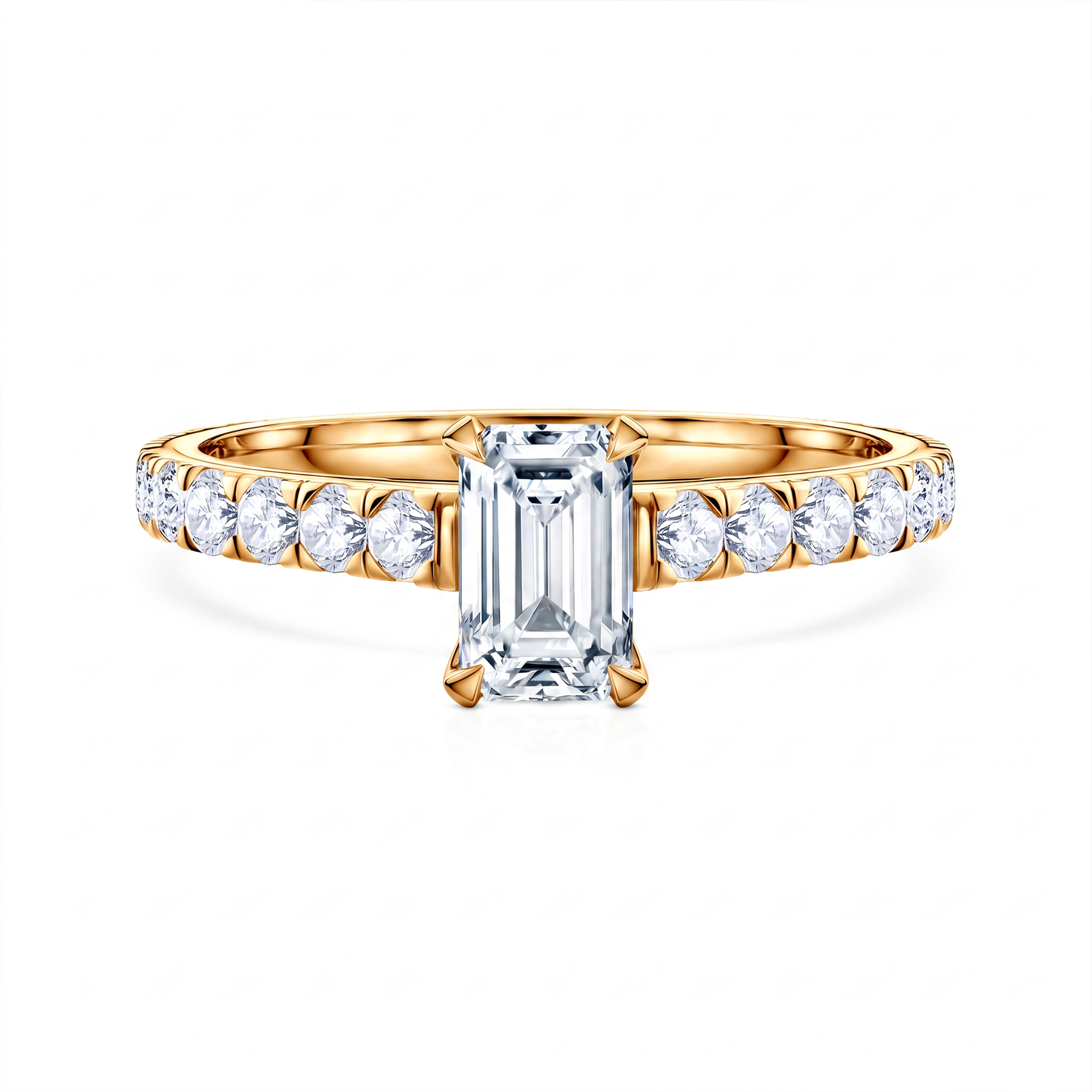 Share Your Love engagement ring: gold, emerald-cut diamond