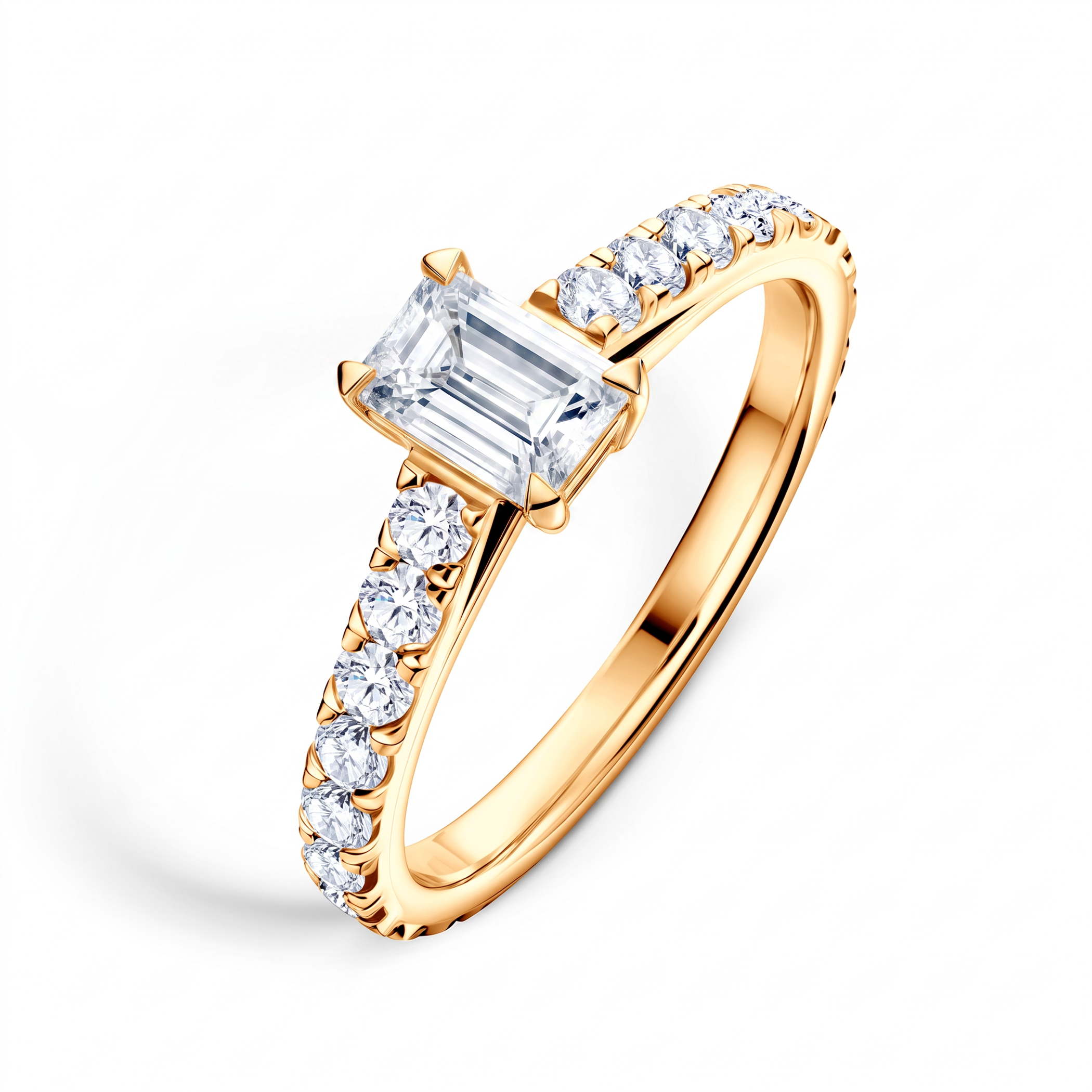 Share Your Love engagement ring: gold, emerald-cut diamond - 4