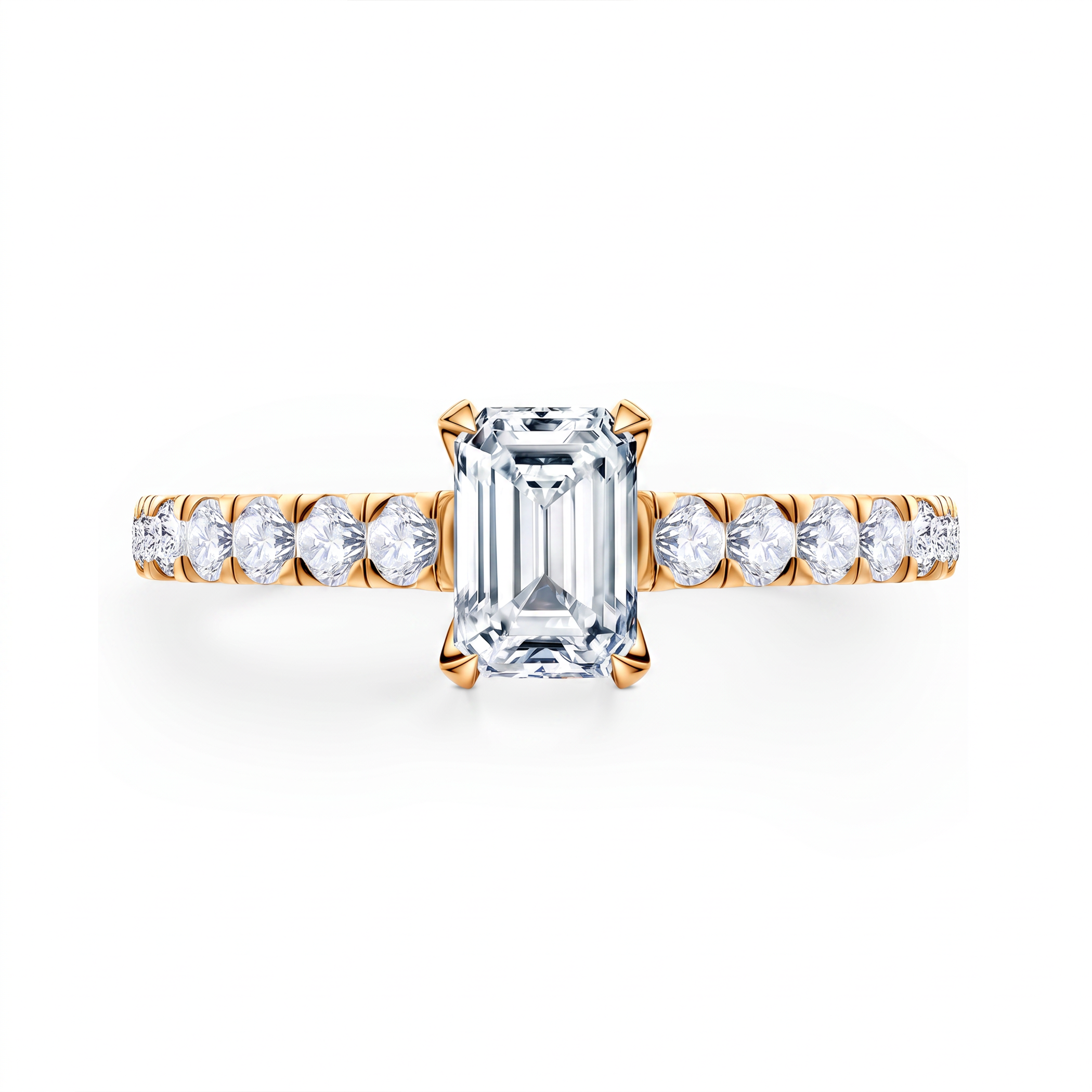 Share Your Love engagement ring: gold, emerald-cut diamond