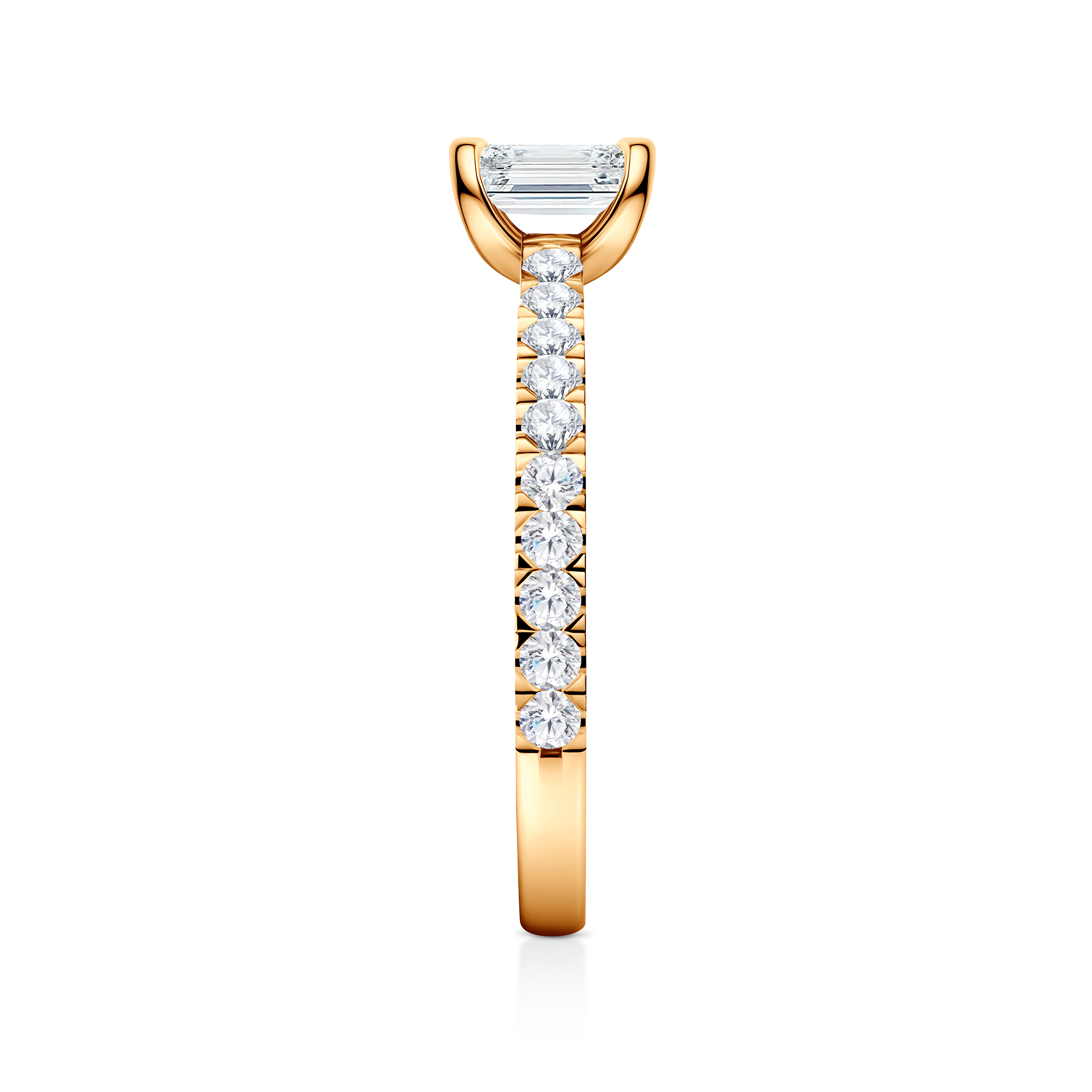 Share Your Love engagement ring: gold, emerald-cut diamond