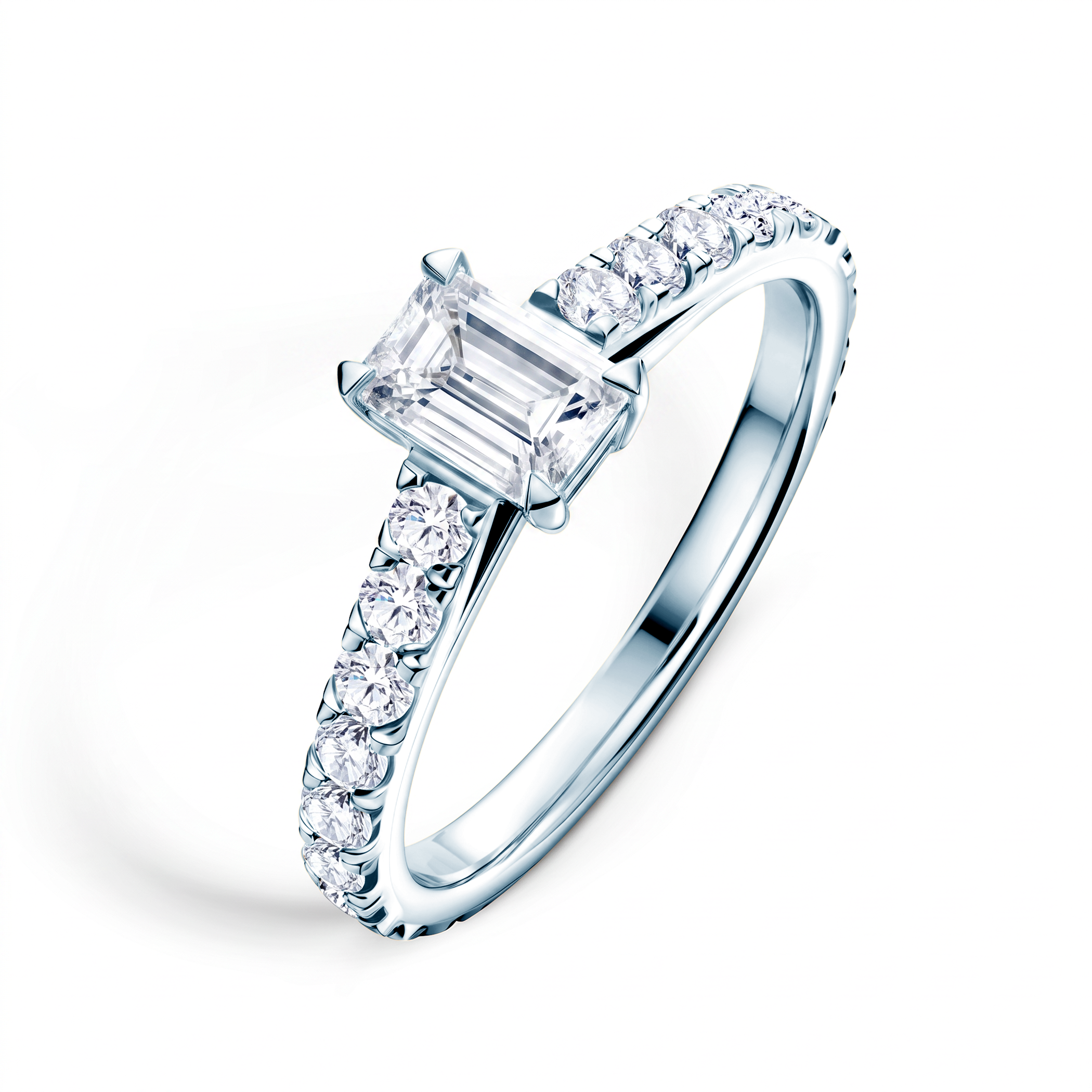 Share Your Love engagement ring: white gold, lab-grown diamond, emerald cut - 4